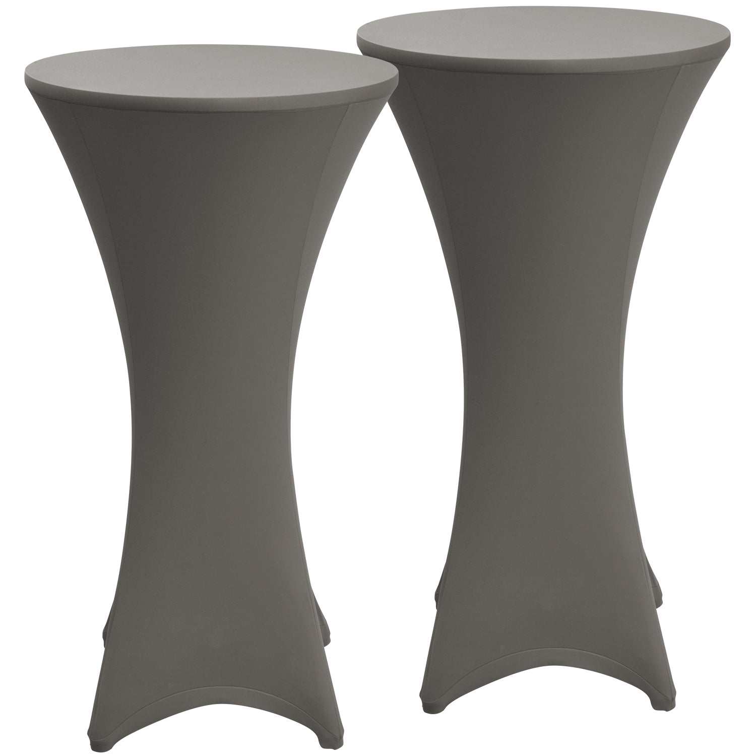Beautissu Stella Stretch table covers set for high tables, gray, elastic fit, polyester and elastane.