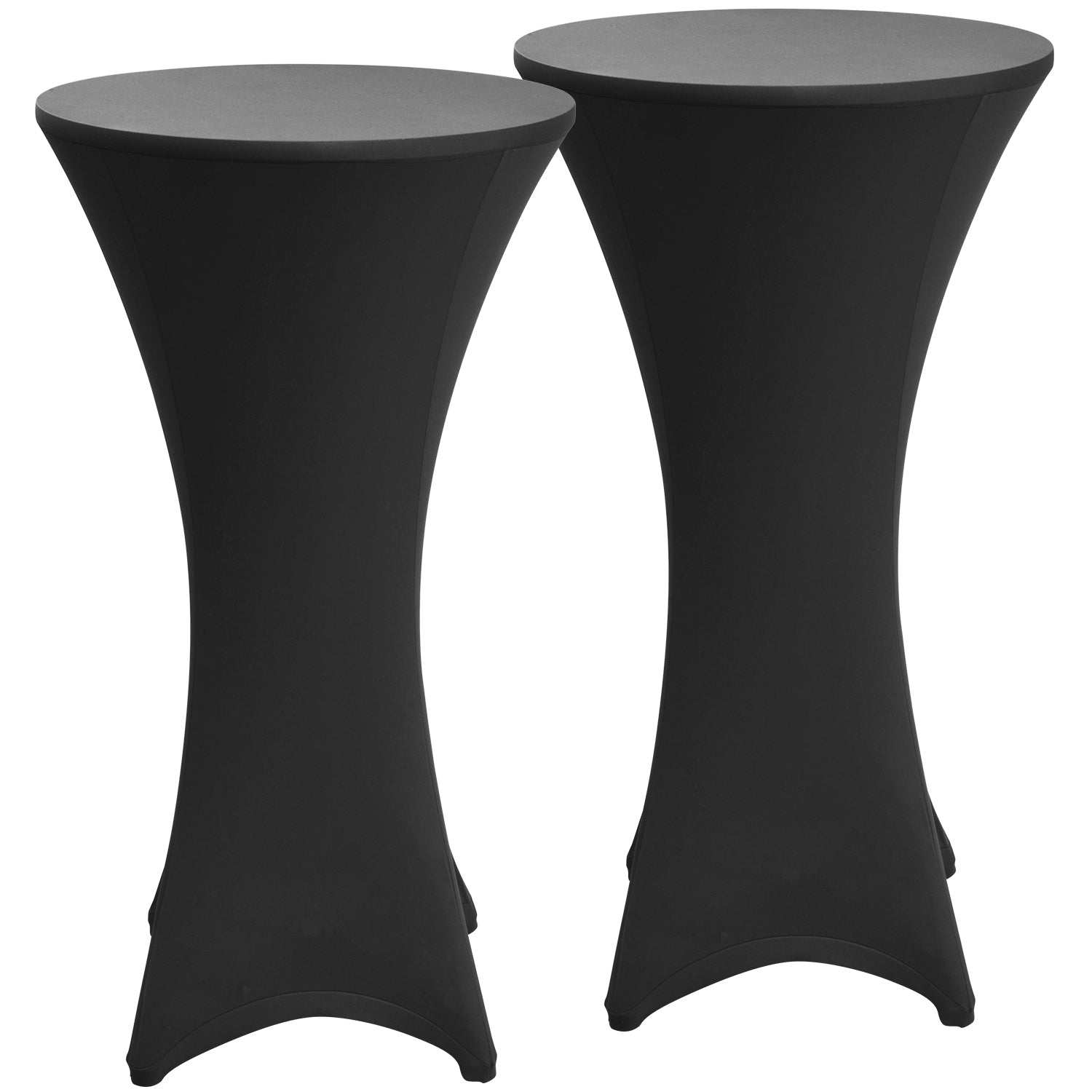 2-piece Beautissu Stella Stretch table covers for cocktail tables, black, suitable for Ø60/70/80cm tables.