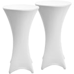 Beautissu Stella Stretch table covers for cocktail tables, set of 2, in white.