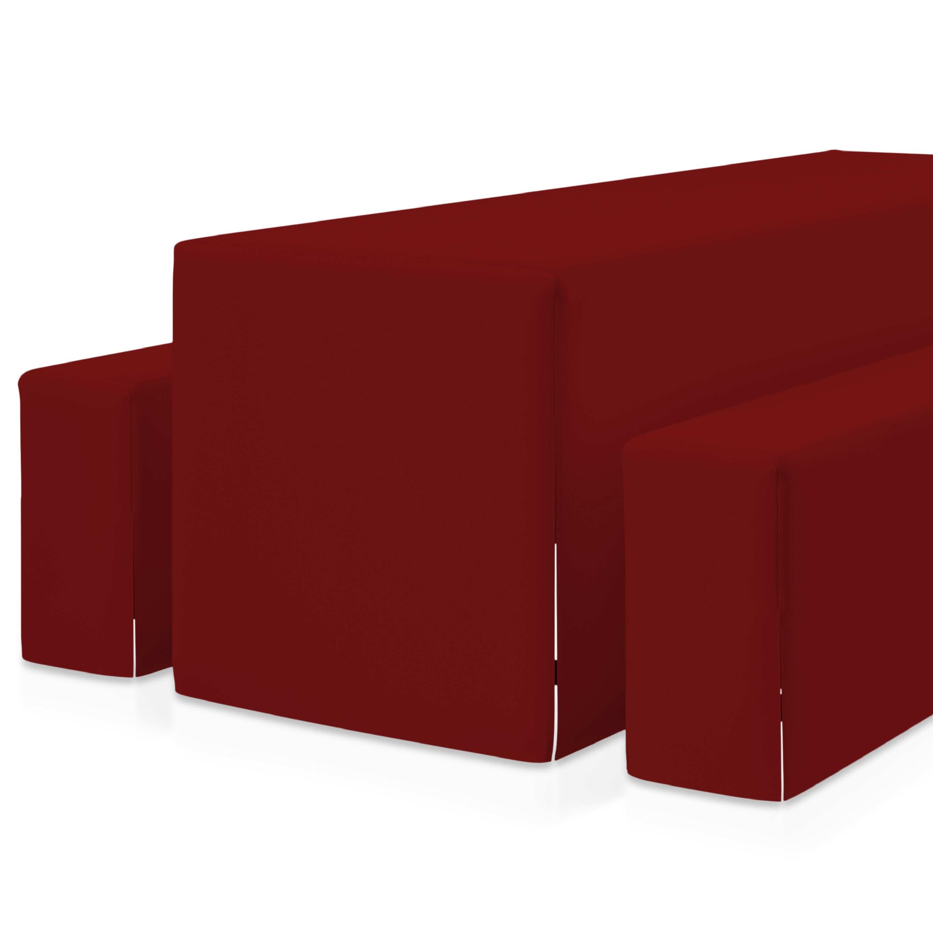 Beautissu Premium L Biertischhusse 3tlg set in red for festive seating.
