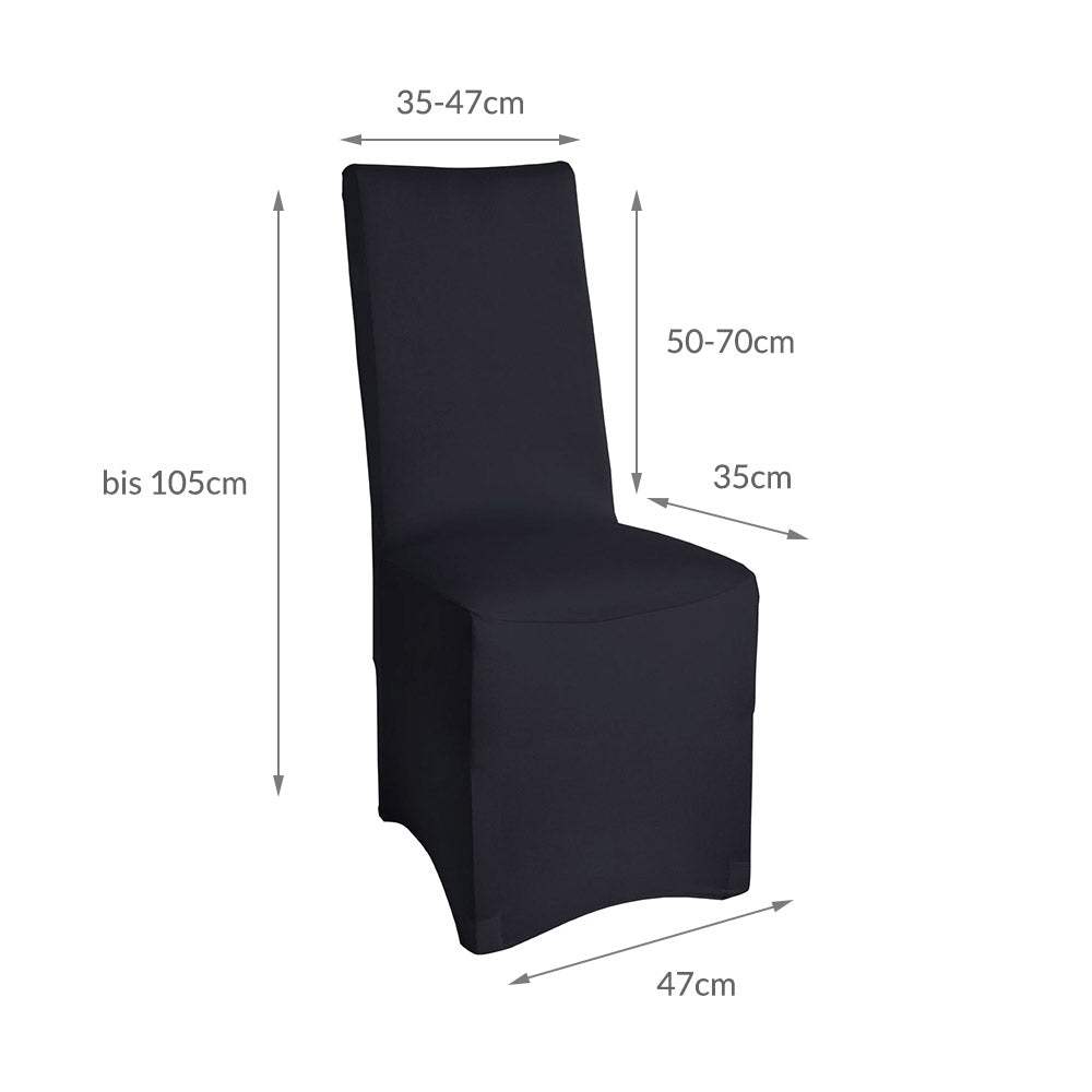 Beautissu 4er Set Stretch Stuhlhusse für Bankettstühle, Leona, schwarz, elastisch, langlebig, pflegeleicht, festliche Dekoration.