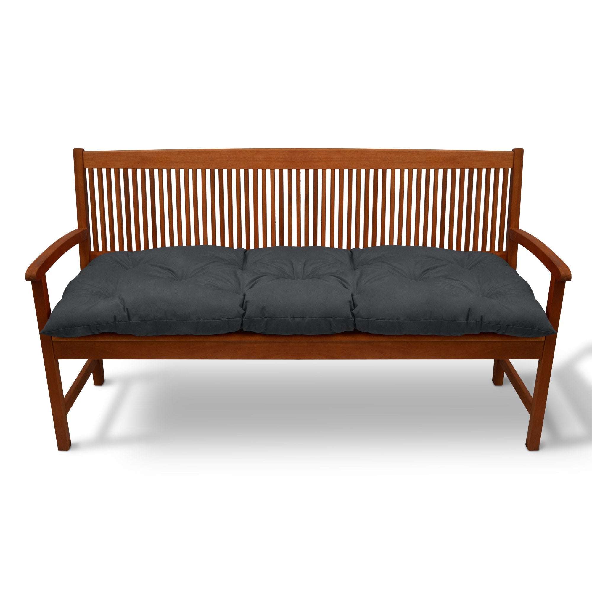 Beautissu Bankauflagen Flair BK seat cushion on wooden bench.