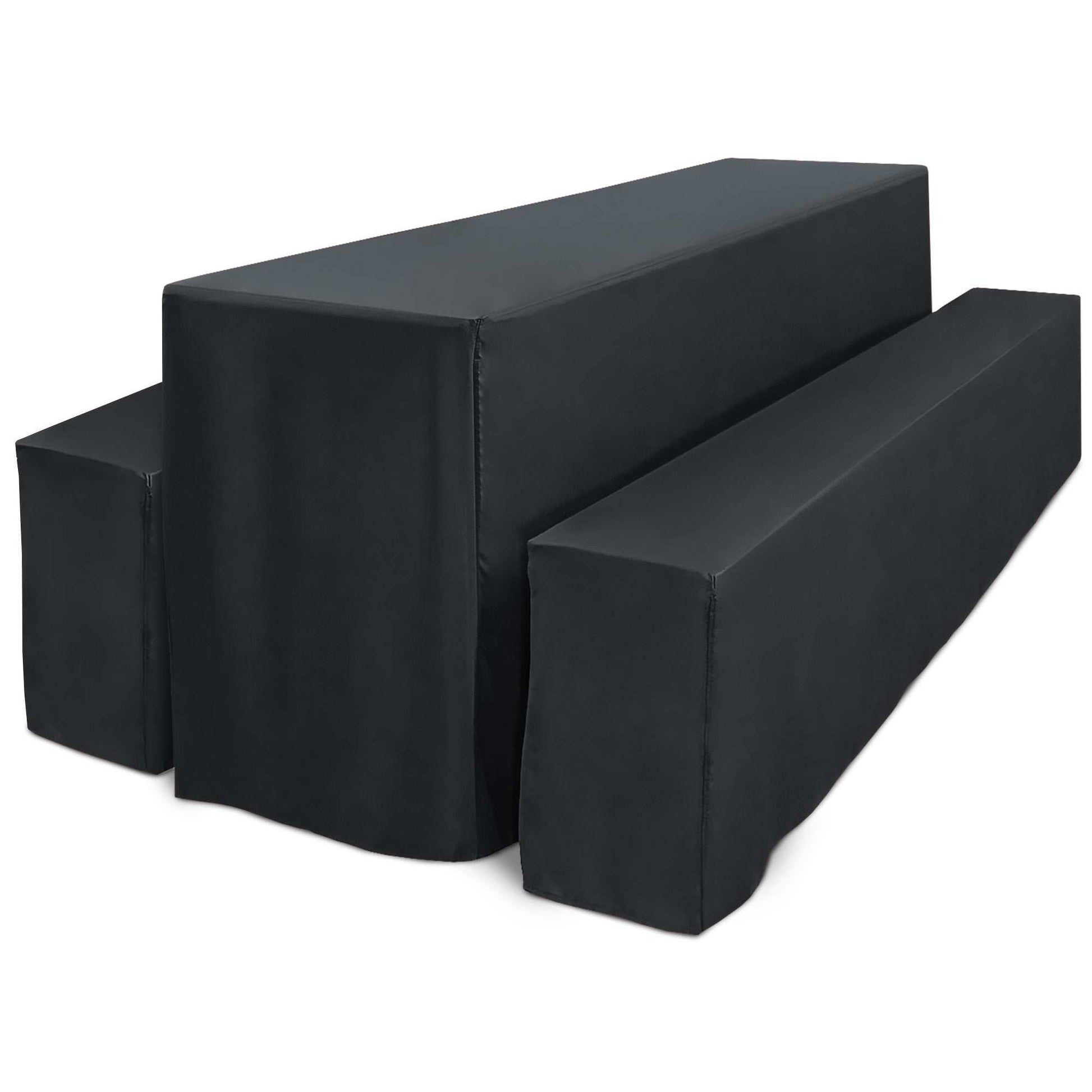 3er Set Beautissu Basic L bierbank- und biertischhussen in Schwarz für Festzeltgarnitur, bodenlang, 50x220cm und 70x220cm.