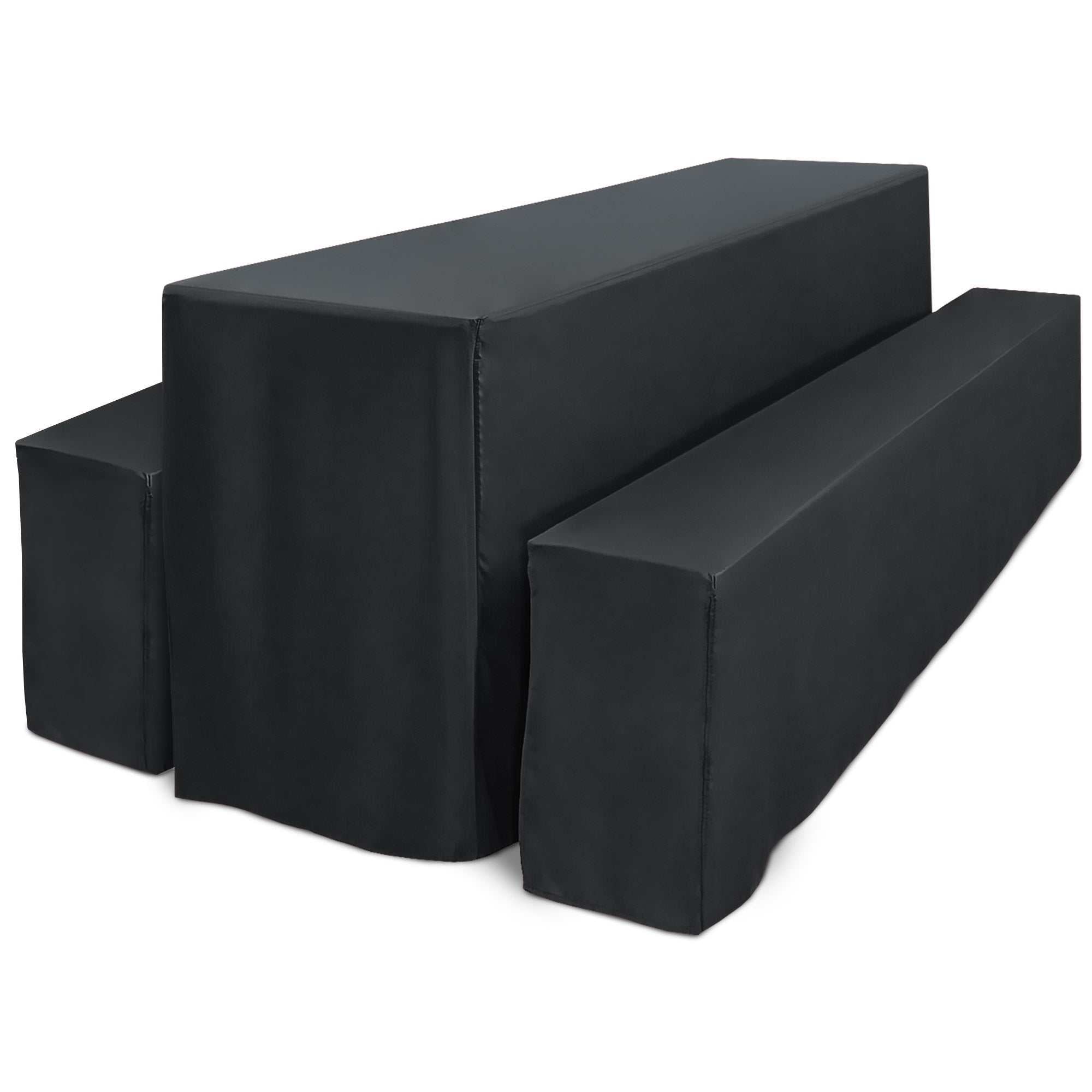 3er Set Beautissu Basic L bierbank- und biertischhussen in Schwarz für Festzeltgarnitur, bodenlang, 50x220cm und 70x220cm.