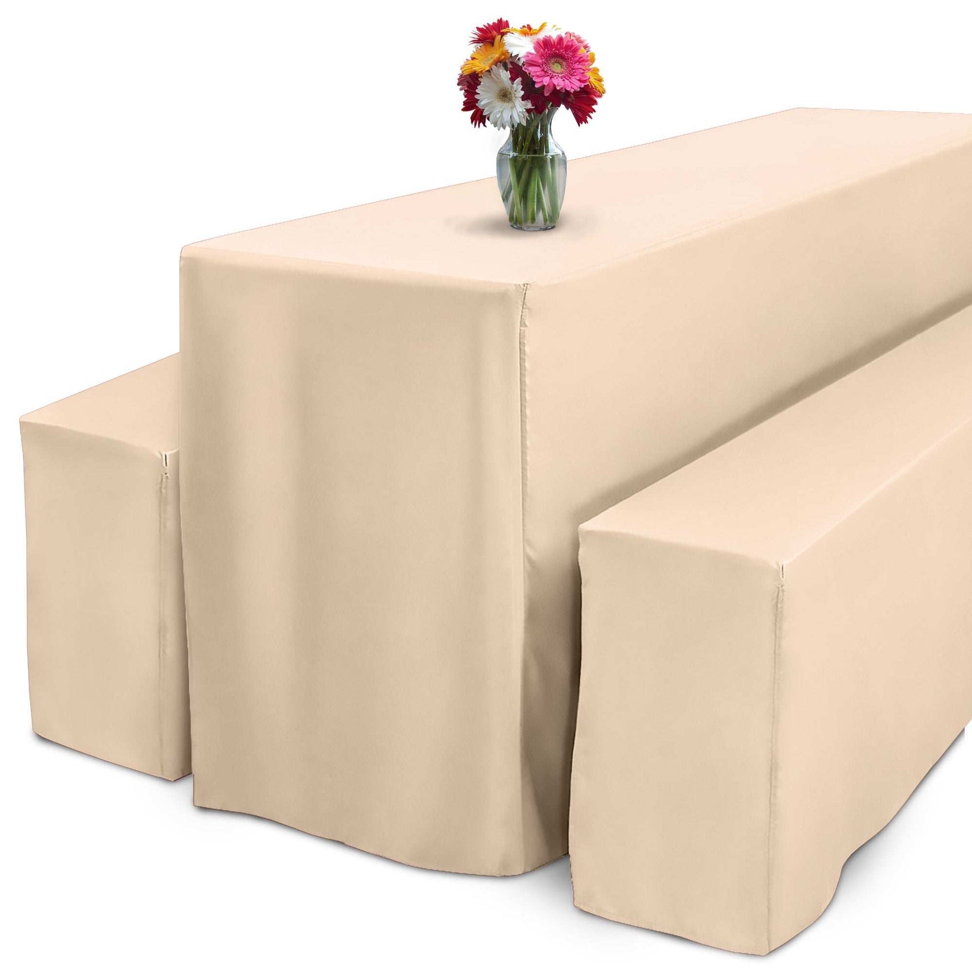 3er Set Beautissu Basic L Biertischhusse, elegant tablecloth set for garden parties, fits 50x220cm to 70x220cm beer tent furniture, easy care polyester.