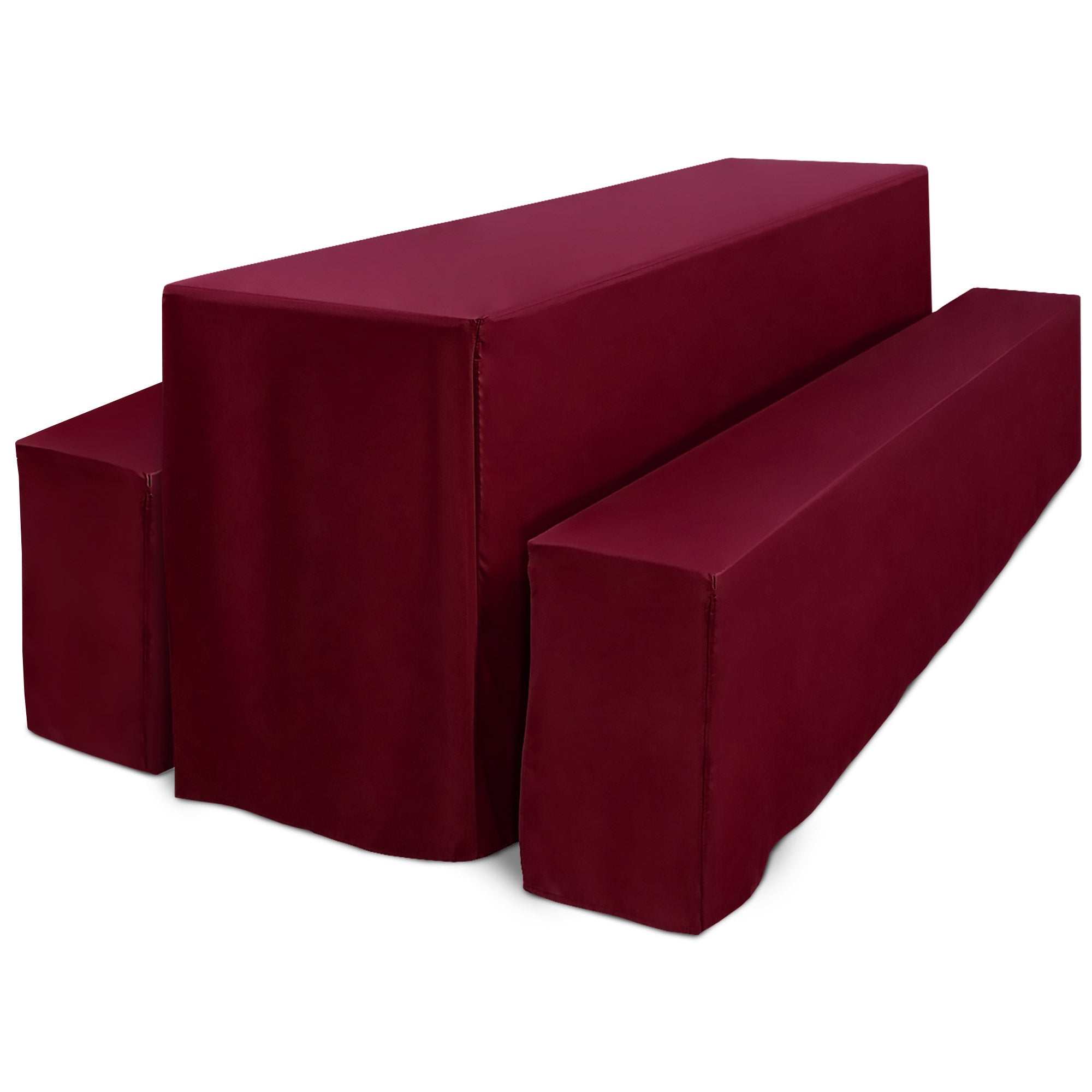 3er Set Beautissu Basic L Biertischhusse, burgundy, for standard festzeltgarnitur; includes 2 bench covers and 1 table cover, 220cm long, fits 50-70cm width.
