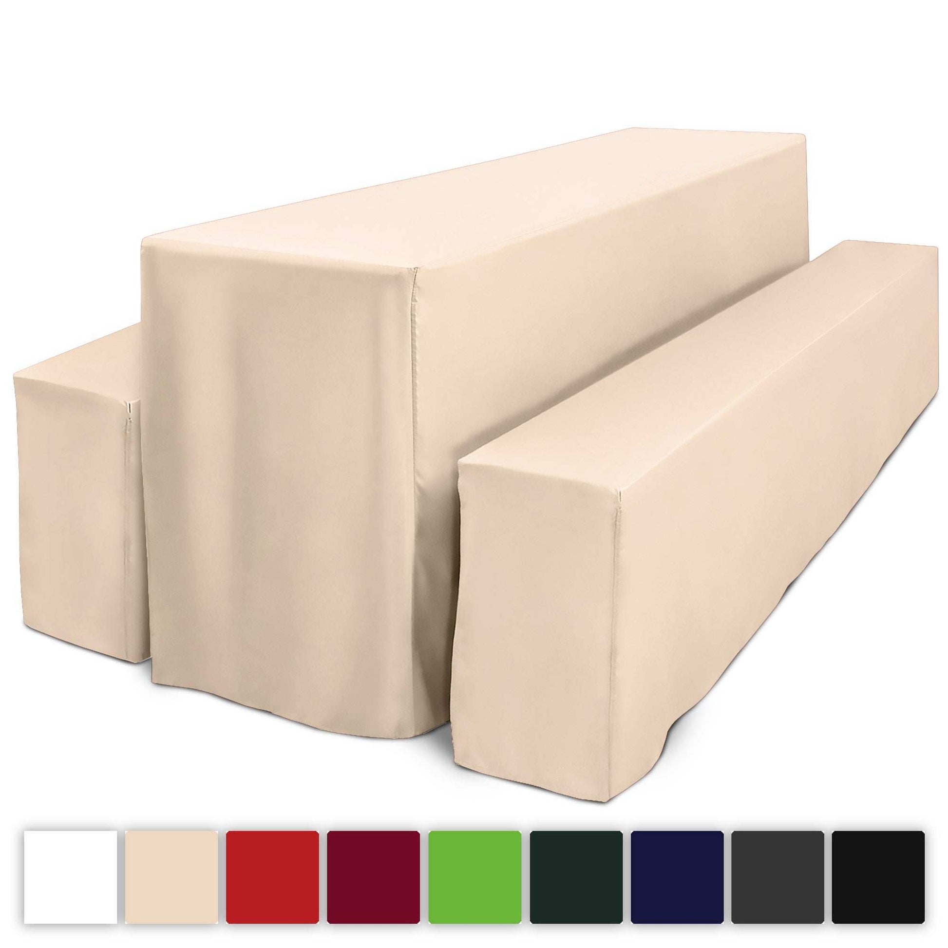 3er Set Beautissu Basic L Biertischhusse, beige, für Festzeltgarnitur 50x220cm | 70x220cm.