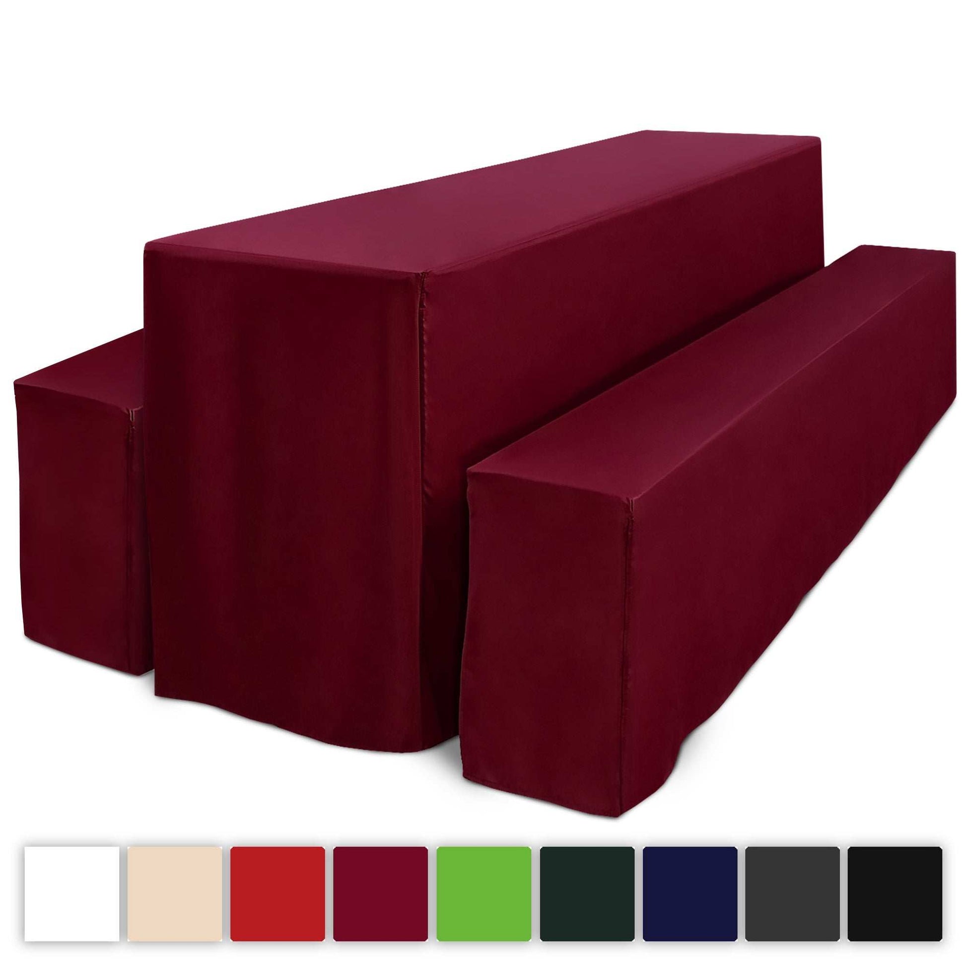 Elegant 3-piece Beautissu Basic L beer tent cover set in burgundy for a stylish garden party.