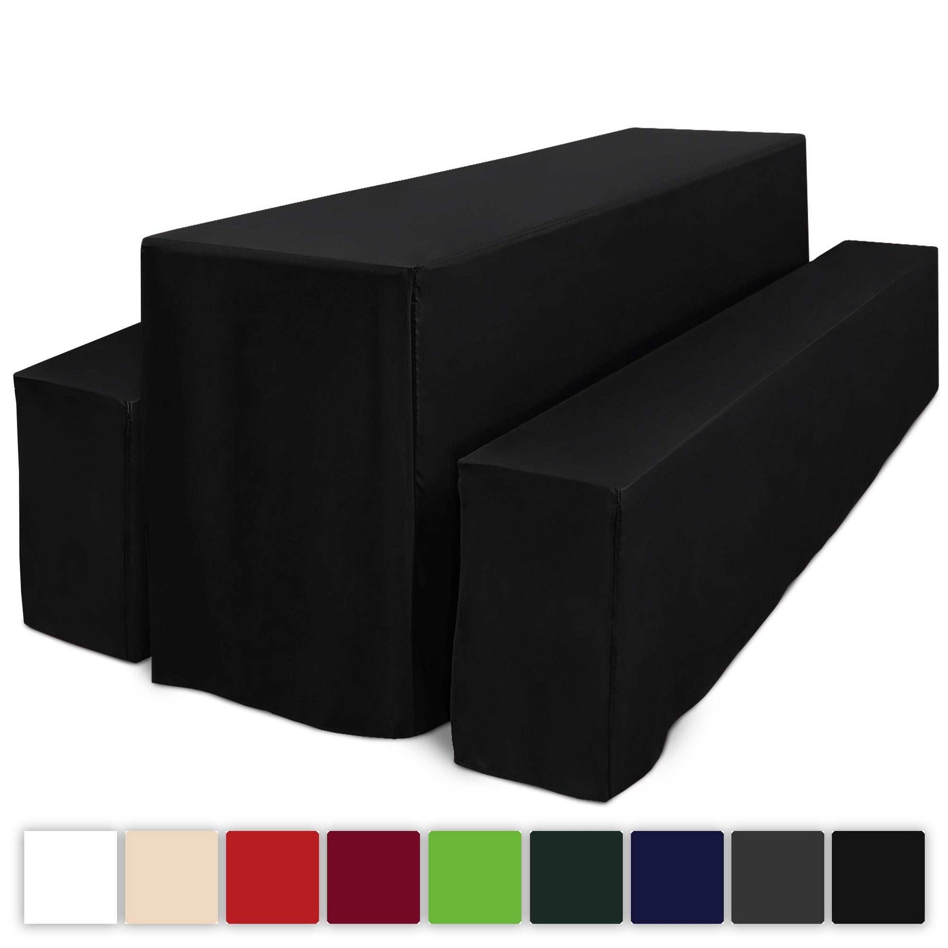 3er Set Beautissu Basic L black Biertischhusse for Festzeltgarnitur with 70x220cm and 50x220cm covers.