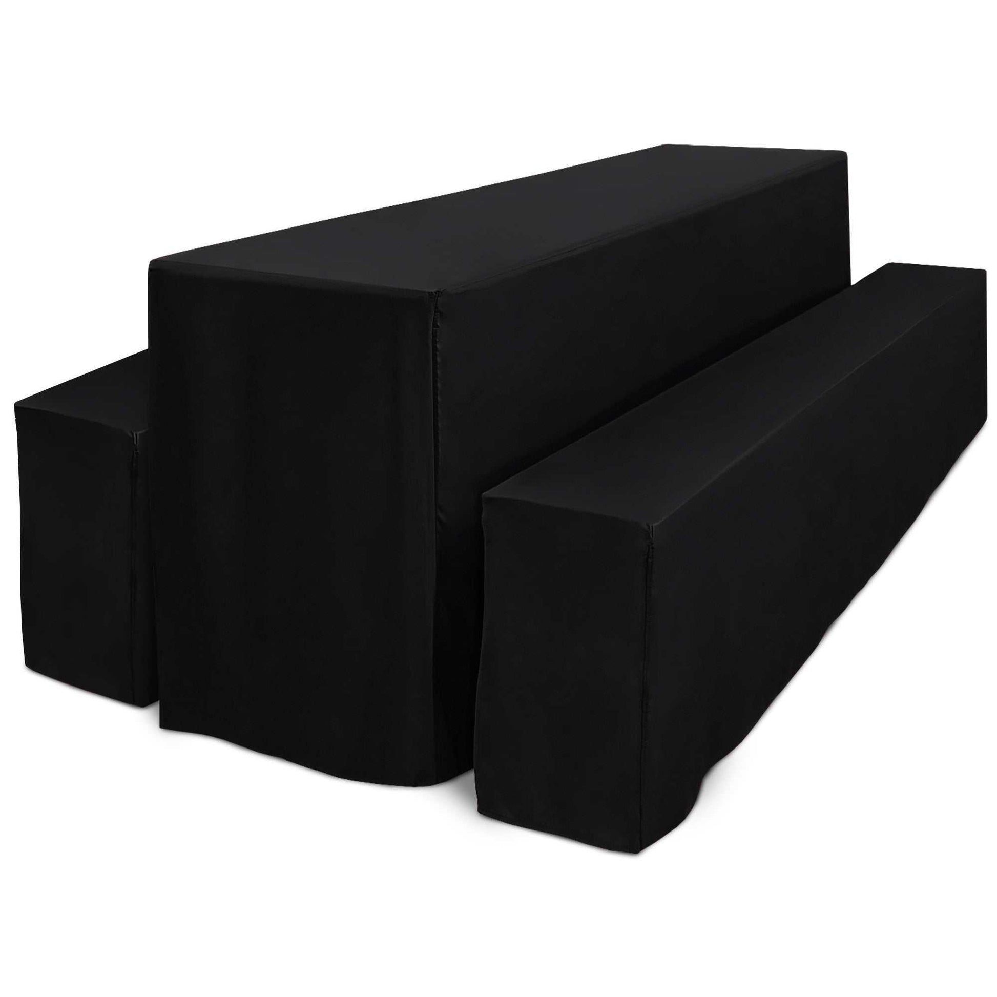 3er Set Beautissu Basic L Biertischhusse in black for Festzeltgarnitur, 50x220cm and 70x220cm, enhancing garden party decor.