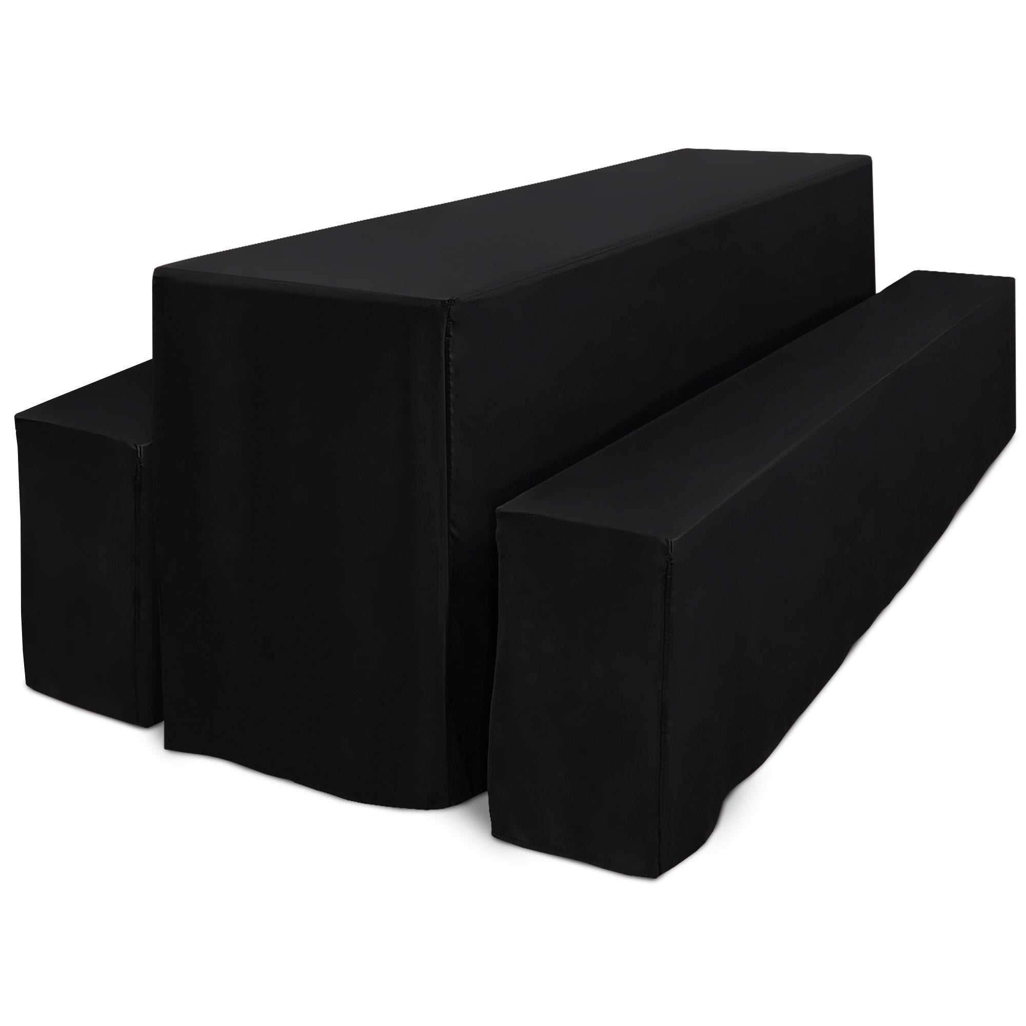 3er Set Beautissu Basic L Biertischhusse in black for Festzeltgarnitur, 50x220cm and 70x220cm, enhancing garden party decor.