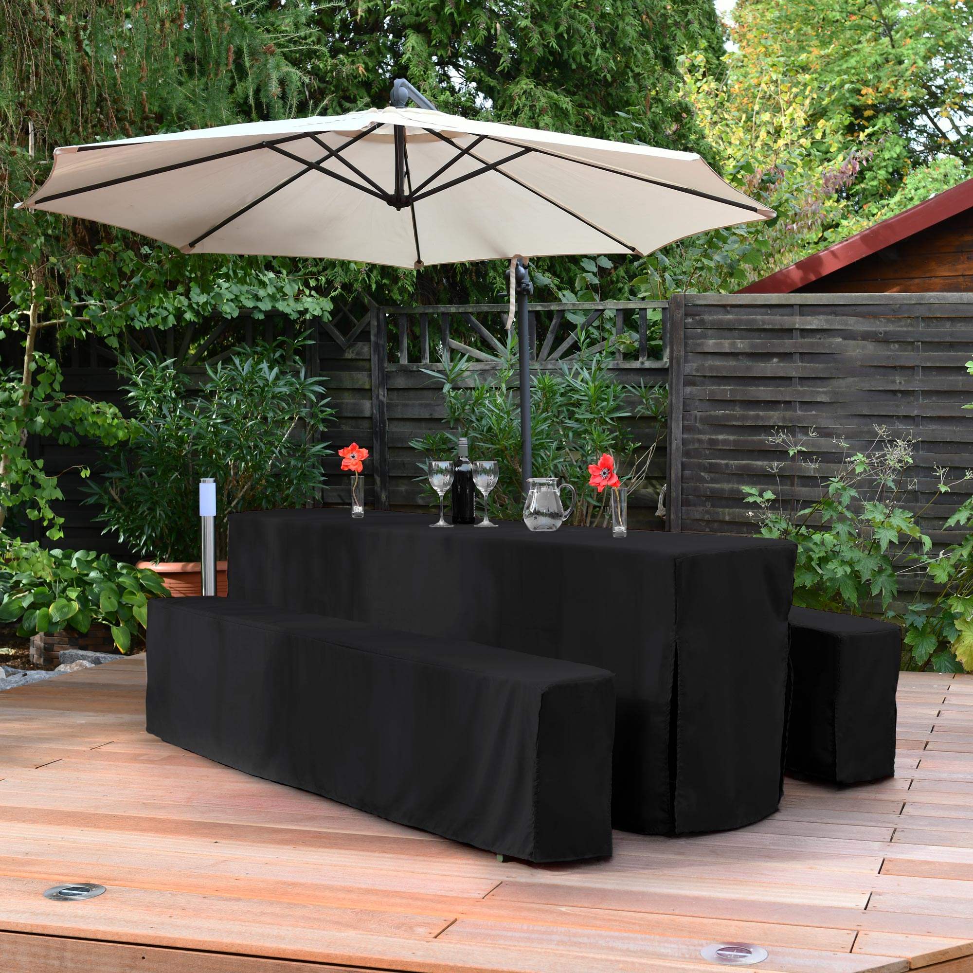 3er Set Beautissu Basic L Biertischhusse für Festzeltgarnitur in Garten, 50x220cm, 70x220cm.