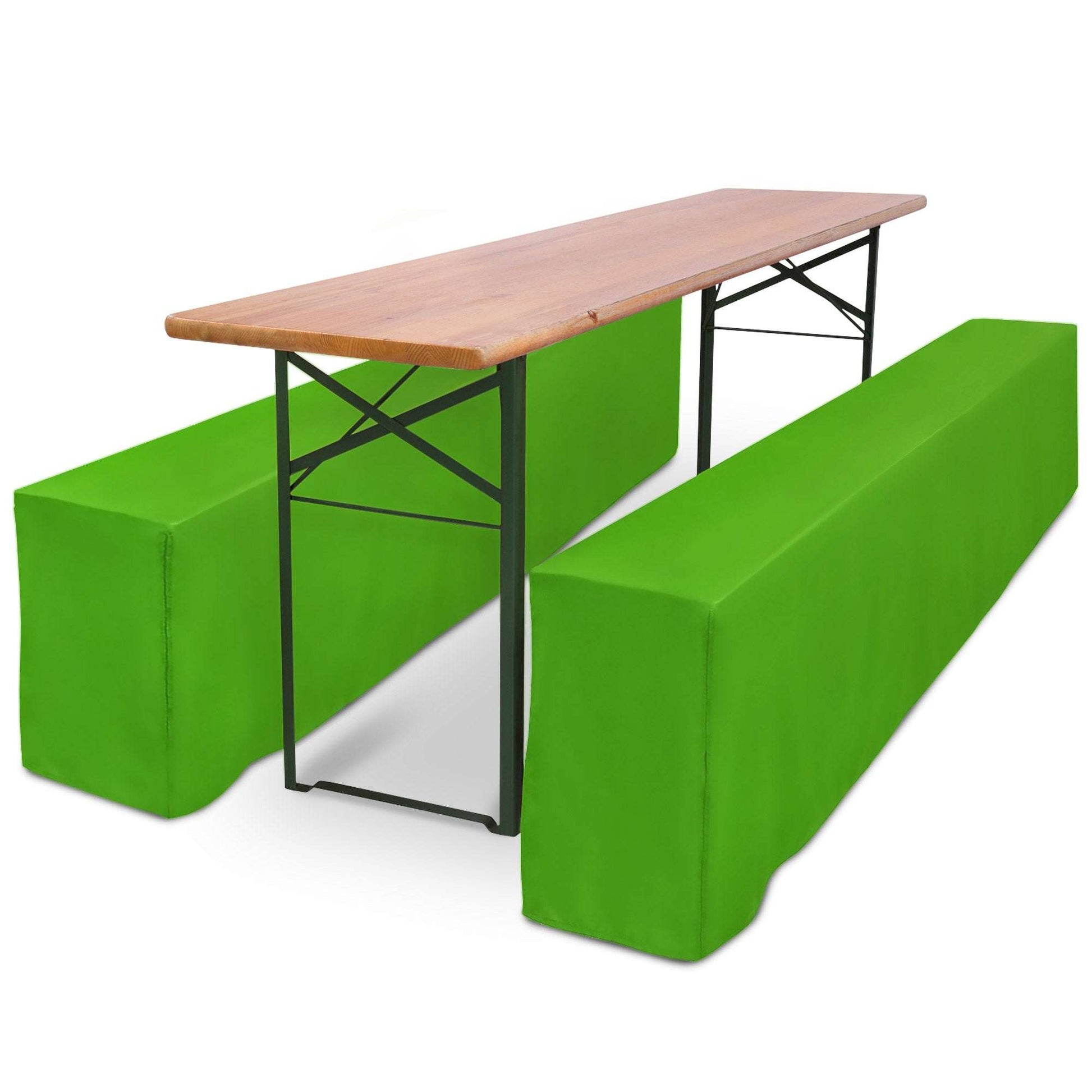 3er Set Beautissu Basic L Biertischhusse in green for 50x220cm and 70x220cm tables, perfect for events and easy to clean.