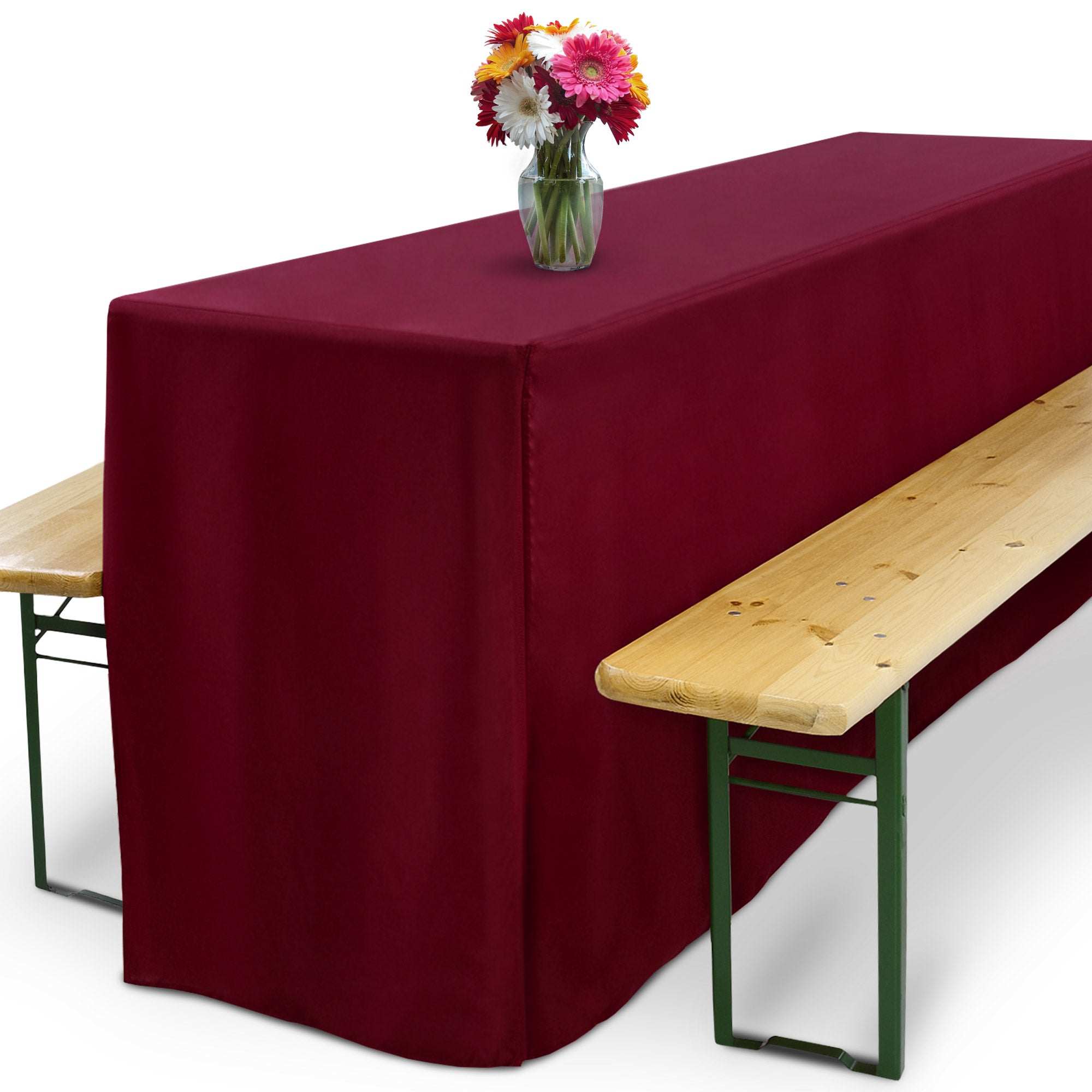 3er Set Beautissu Basic L Biertischhusse für Festzeltgarnitur in elegantem Design, passend für 50x220cm und 70x220cm Tische, ideal für besondere Anlässe.