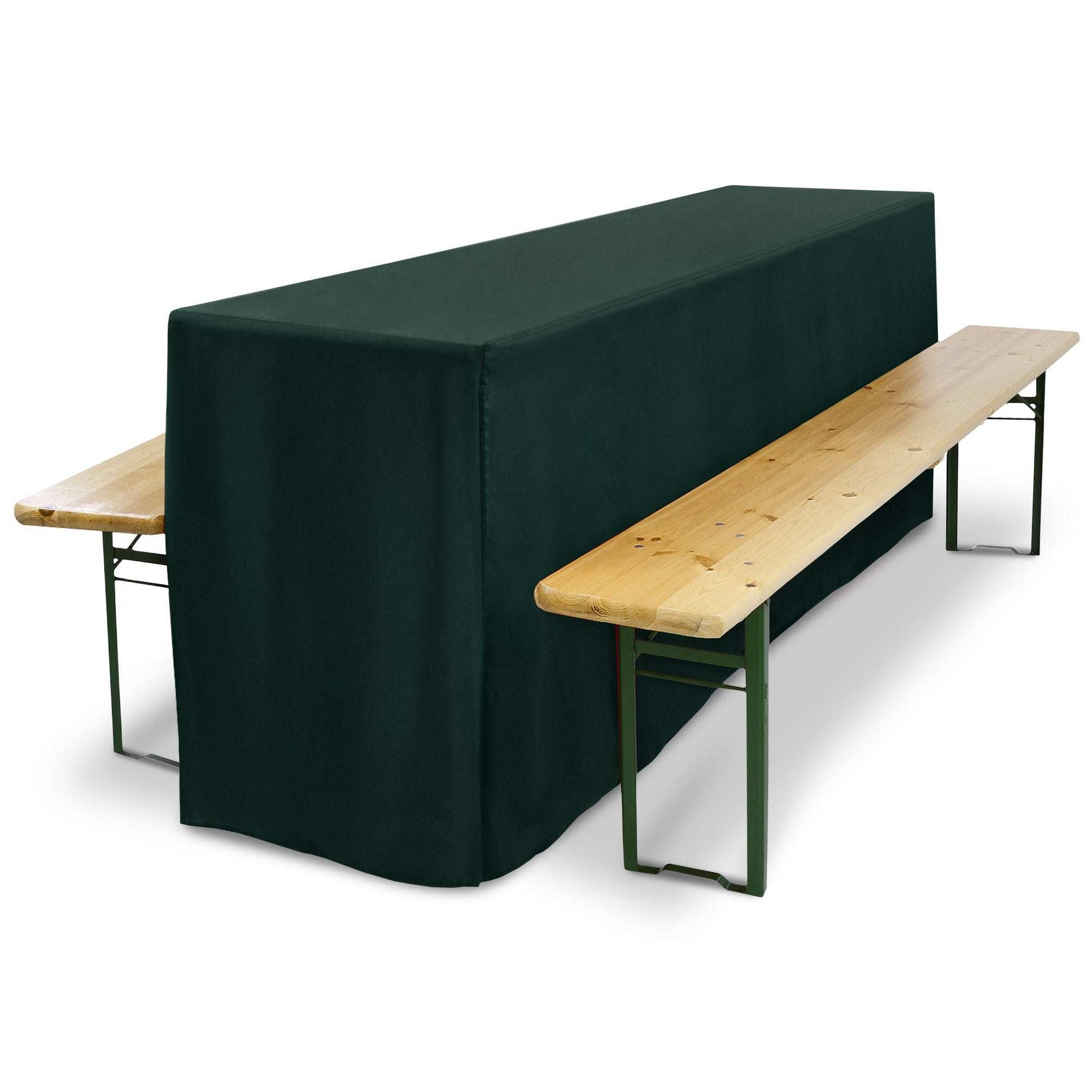 3er Set Beautissu Basic L Bierbankhussen für Festzeltgarnitur, bodenlang, Schwarz, 220cm Länge.
