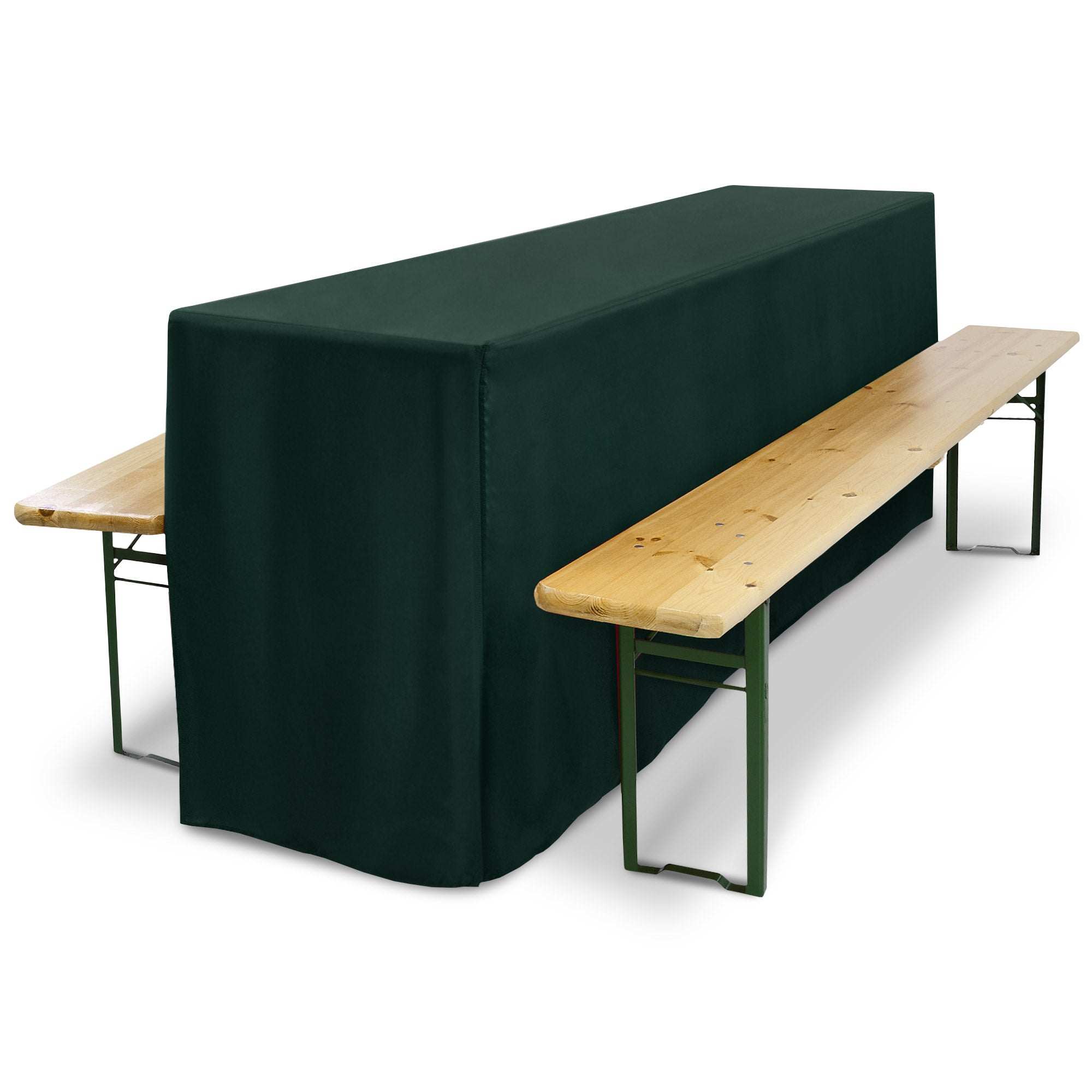 3er Set Beautissu Basic L Bierbankhussen für Festzeltgarnitur, bodenlang, Schwarz, 220cm Länge.