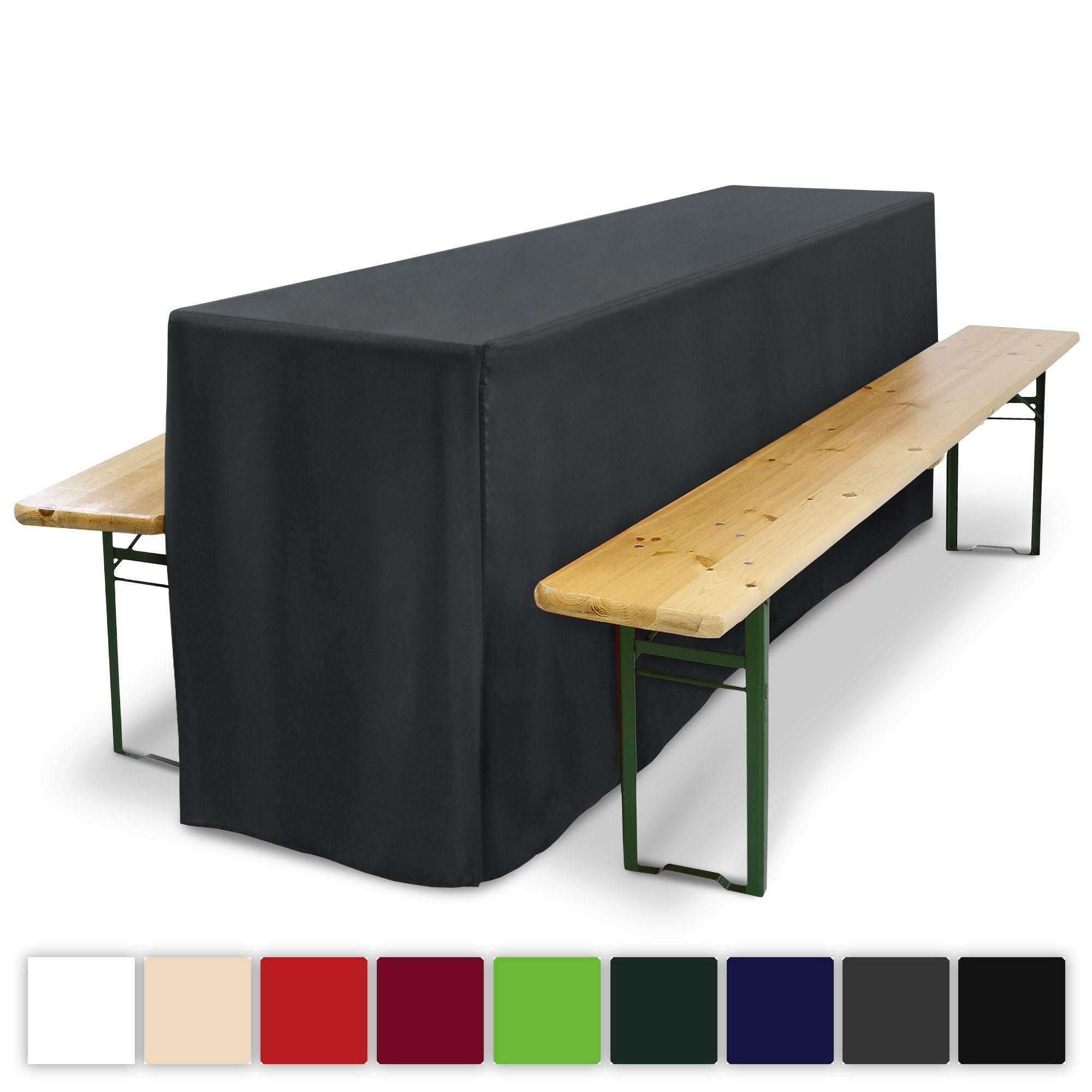 3er Set Beautissu Basic L Biertischhusse für Festzeltgarnitur, elegant polyester table and bench covers, various colors, 50x220cm and 70x220cm, ideal for events and parties.