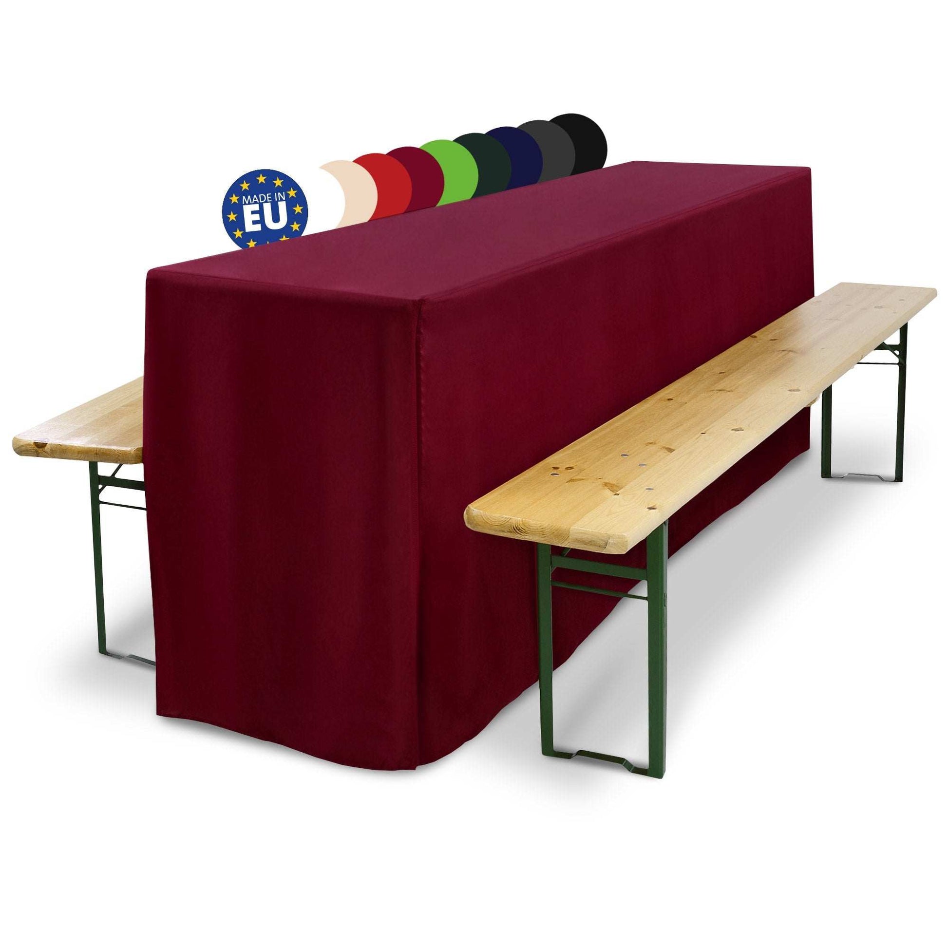 3er Set Beautissu Biertischhusse für Festzeltgarnitur, 50x220cm und 70x220cm, elegant und pflegeleicht, ideal für Hochzeiten und Events.