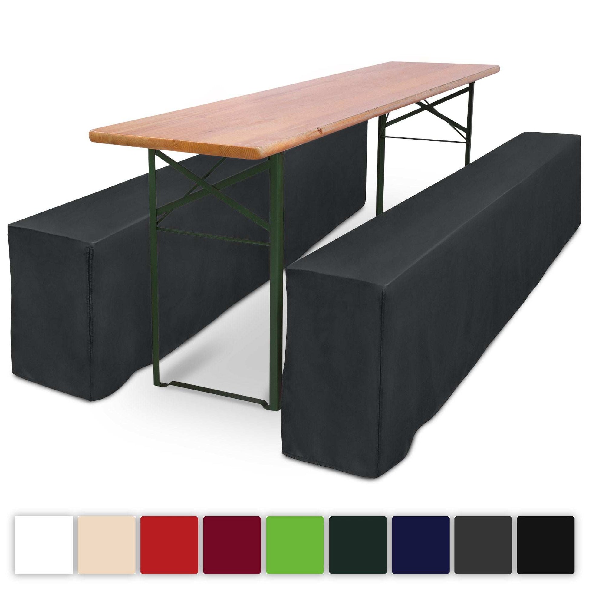 3er Set Beautissu Basic L Biertischhusse für Festzeltgarnitur in Schwarz, elegante Hussen für Bierzeltgarnituren, 50x220cm | 70x220cm.