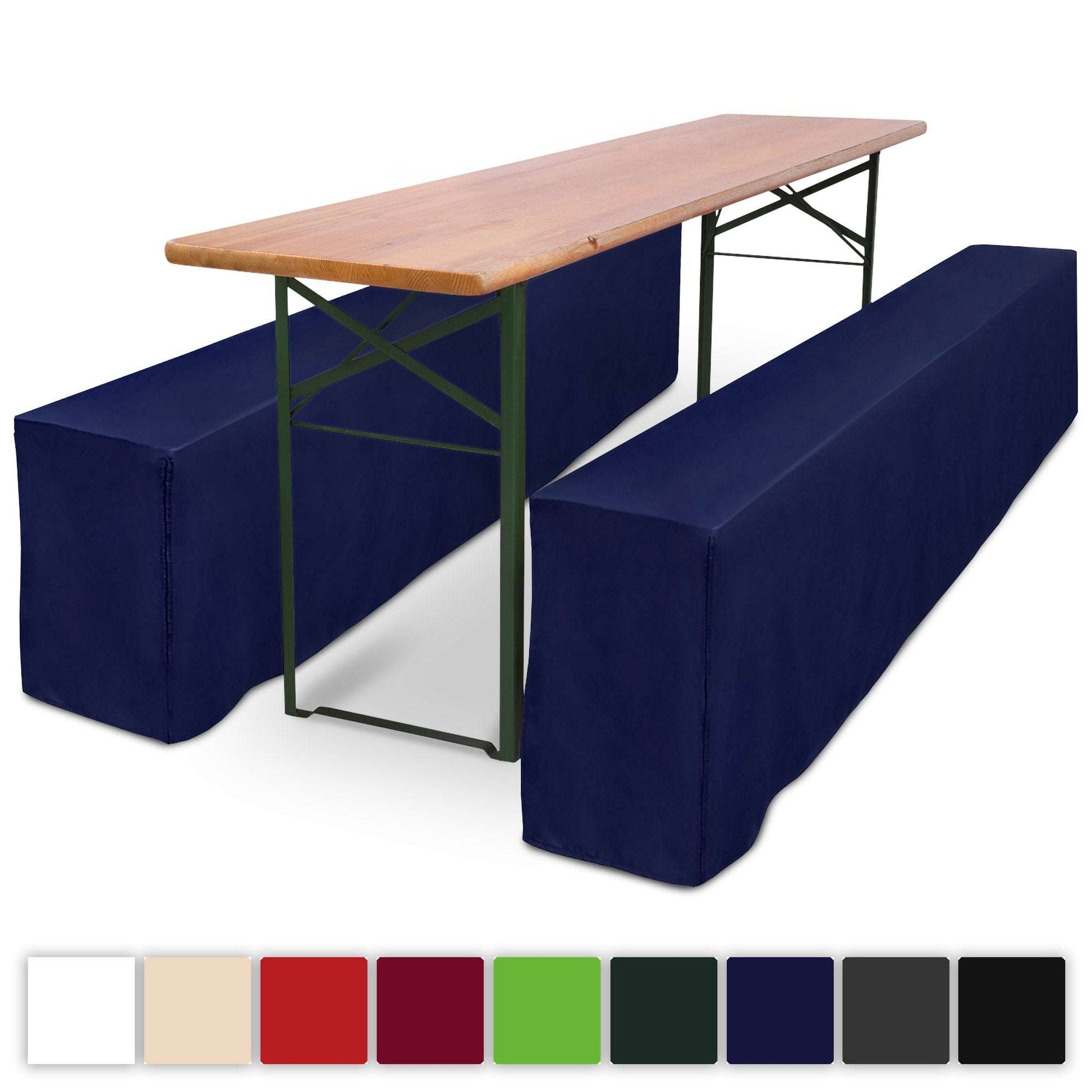 3er Set Beautissu Basic L Biertischhusse für Festzeltgarnitur, elegantes Tafelset, 50x220cm und 70x220cm, bodenlang Bierbankhussen in verschiedenen Farben.