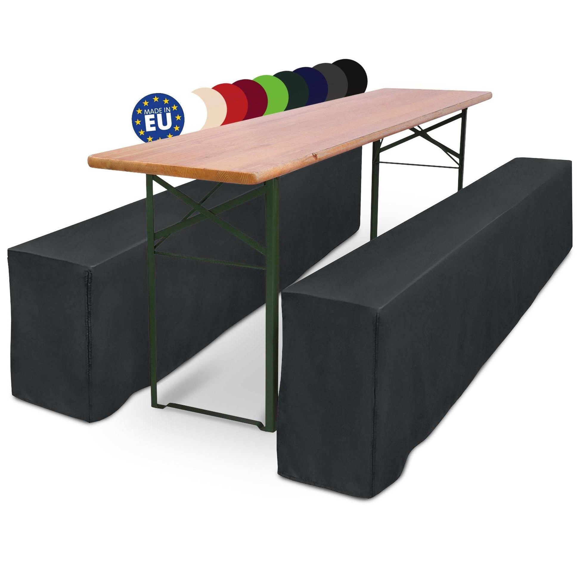 3er Set Beautissu Biertischhussen, 50x220cm, 70x220cm, elegant Festzeltgarnitur Covers.