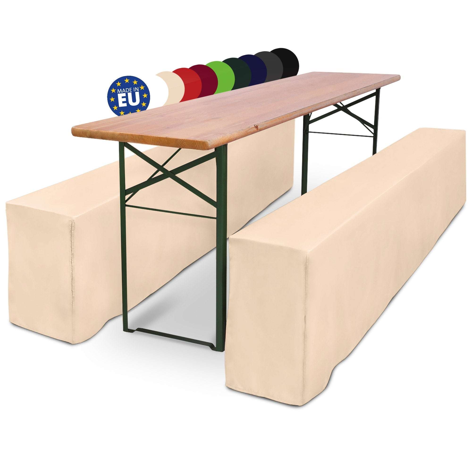 3er Set Beautissu Basic L Biertischhusse für Festzeltgarnitur, bodenlang, geeignet für 50-70cm breite Tische, vielseitig einsetzbar für Events, pflegeleichtes Polyester.