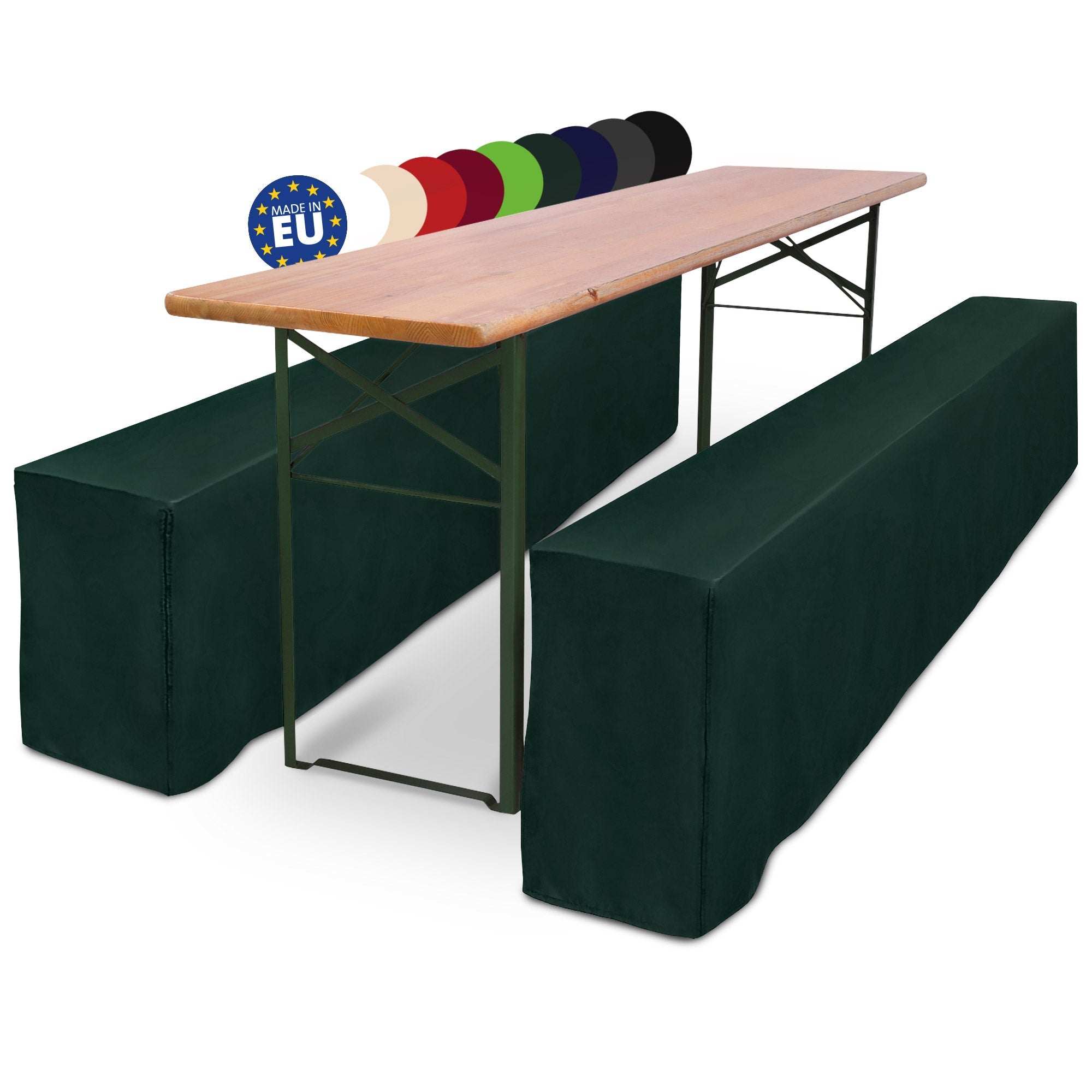 3er Set Beautissu Basic L Biertischhusse für Festzeltgarnitur in verschiedenen Farben, geeignet für 50x220cm und 70x220cm Tische.