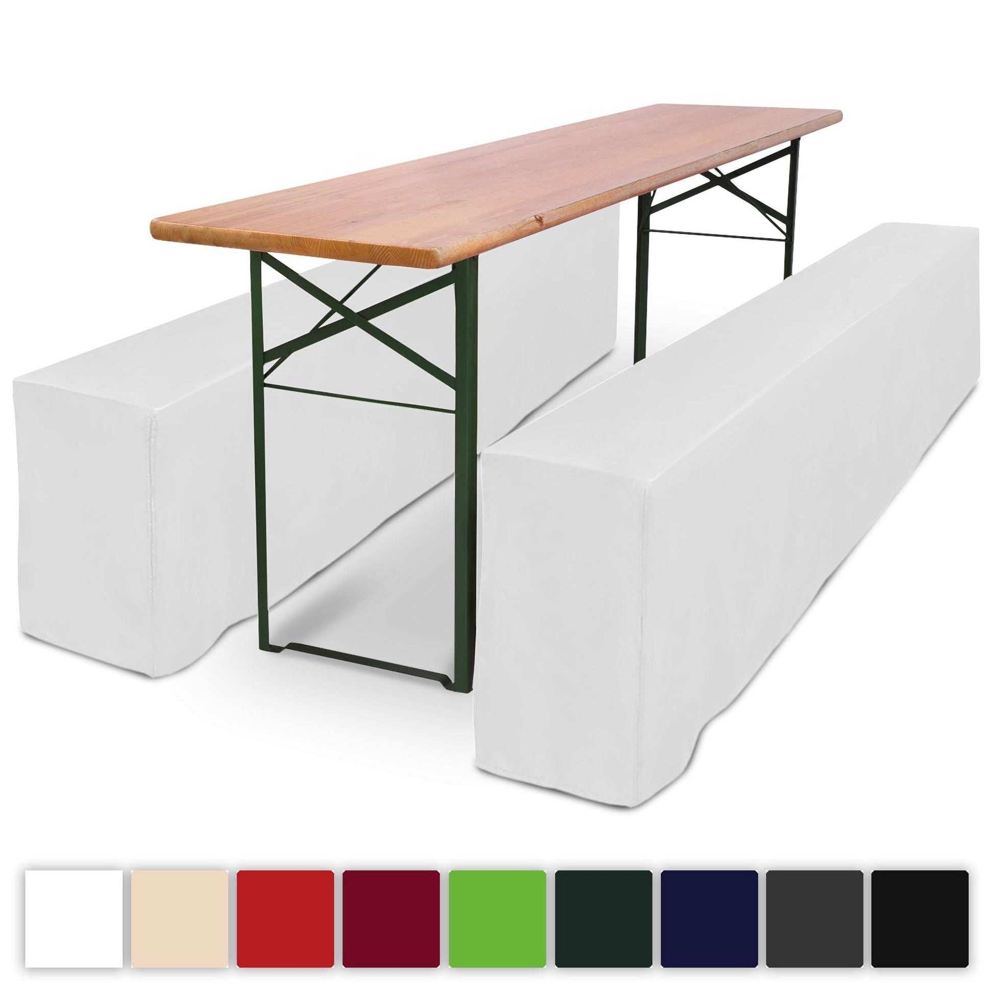 3er Set Beautissu Basic Biertischhusse for Festzeltgarnitur, elegant and suitable for 50x220cm and 70x220cm tables, ideal for events and easy maintenance.