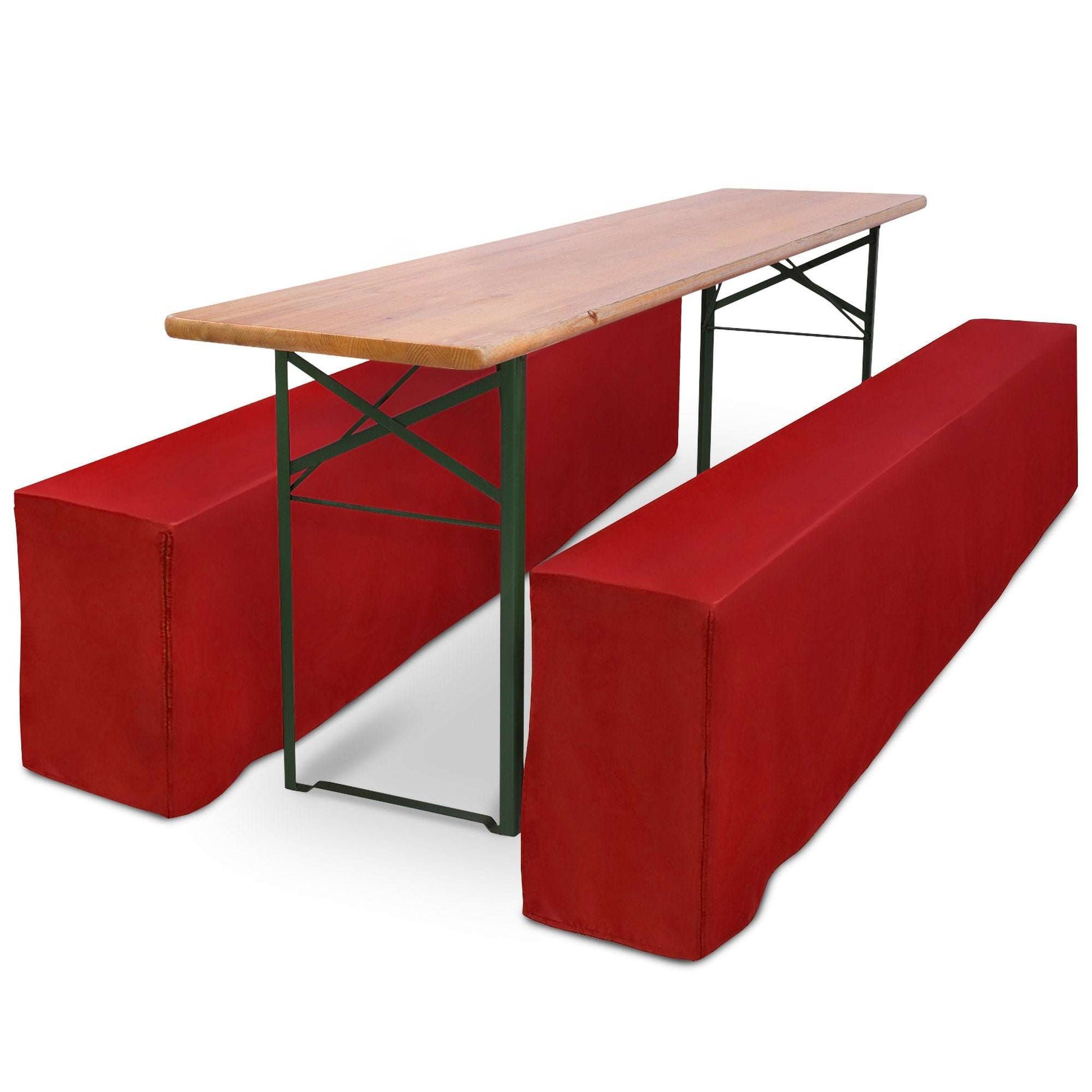 3er Set Beautissu Basic L Biertischhusse, rot, bodenlang, für Festzeltgarnitur, 50x220cm und 70x220cm.