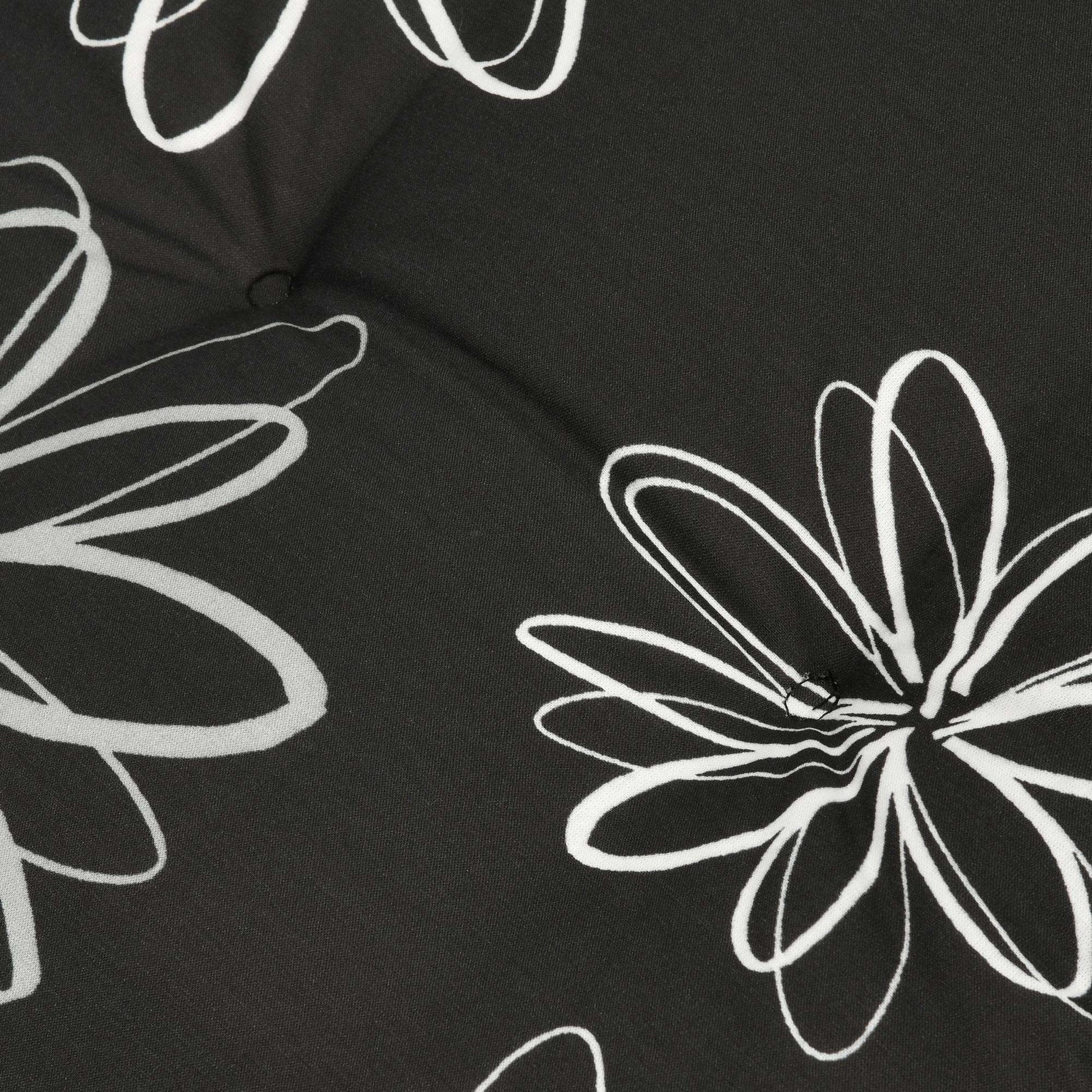 Beautissu Hochlehner Auflagen with floral pattern, 120x50x6 cm, black and white.