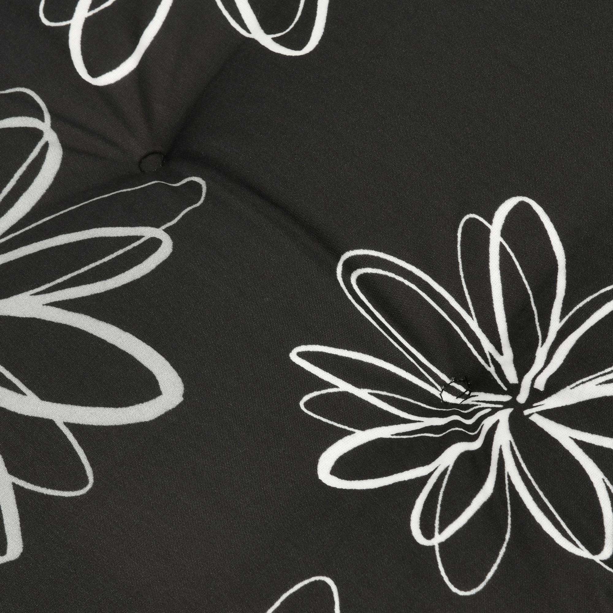 Beautissu Hochlehner Auflagen with floral pattern, 120x50x6 cm, black and white.