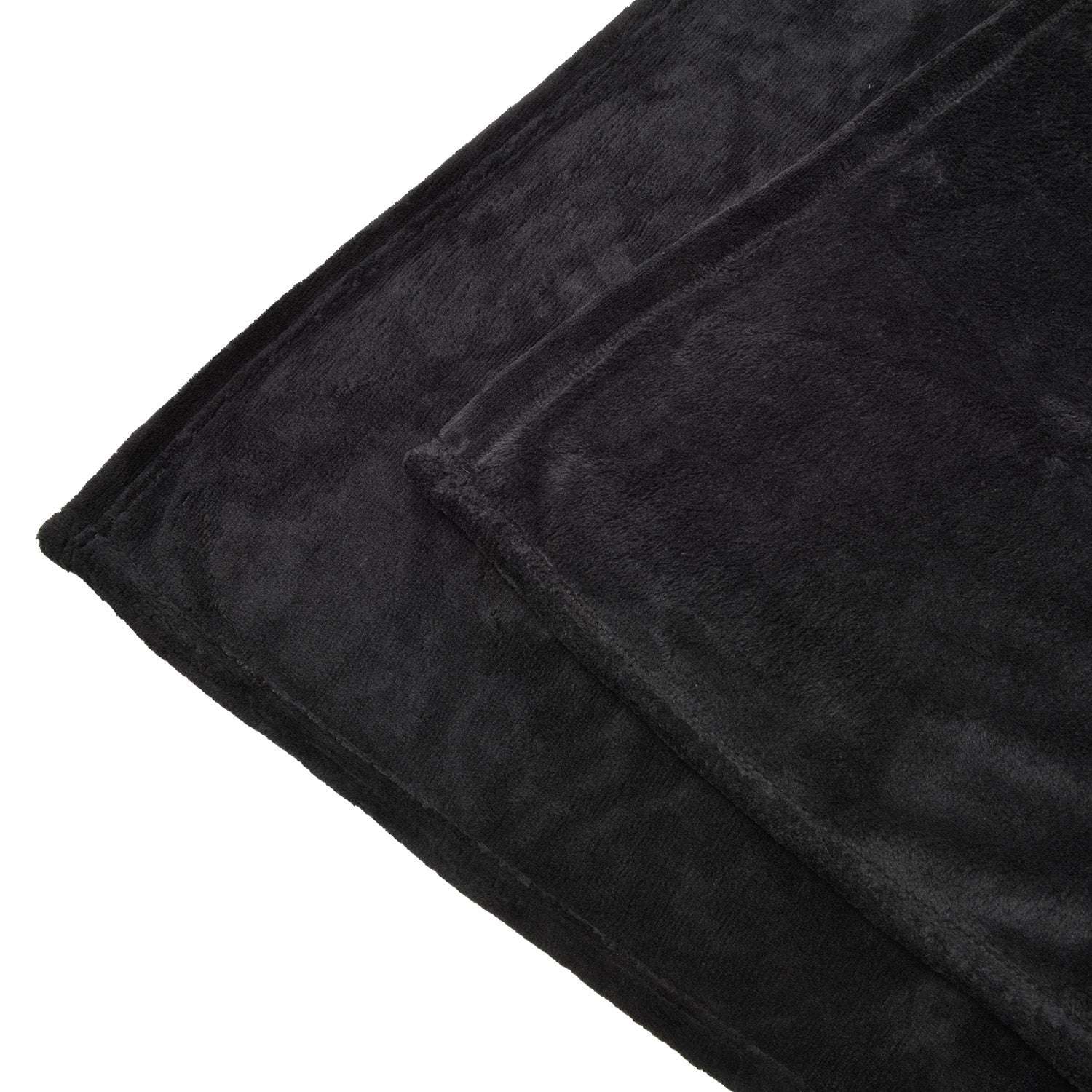 Beautissu XXL Tagesdecke Kuscheldecke Aurelia 220x240cm in soft black coral-fleece polyester.