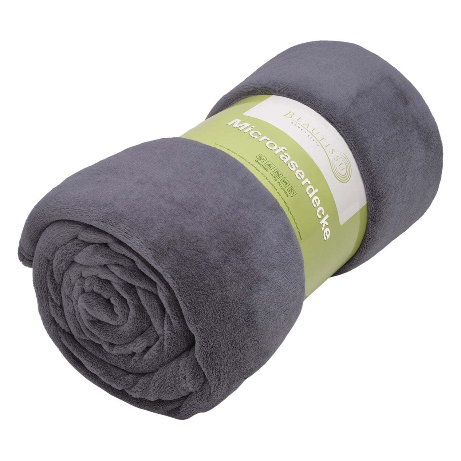 Beautissu XL Kuscheldecke Aurelia 150x200cm, Coral-Fleece Mikrofaser, grau.