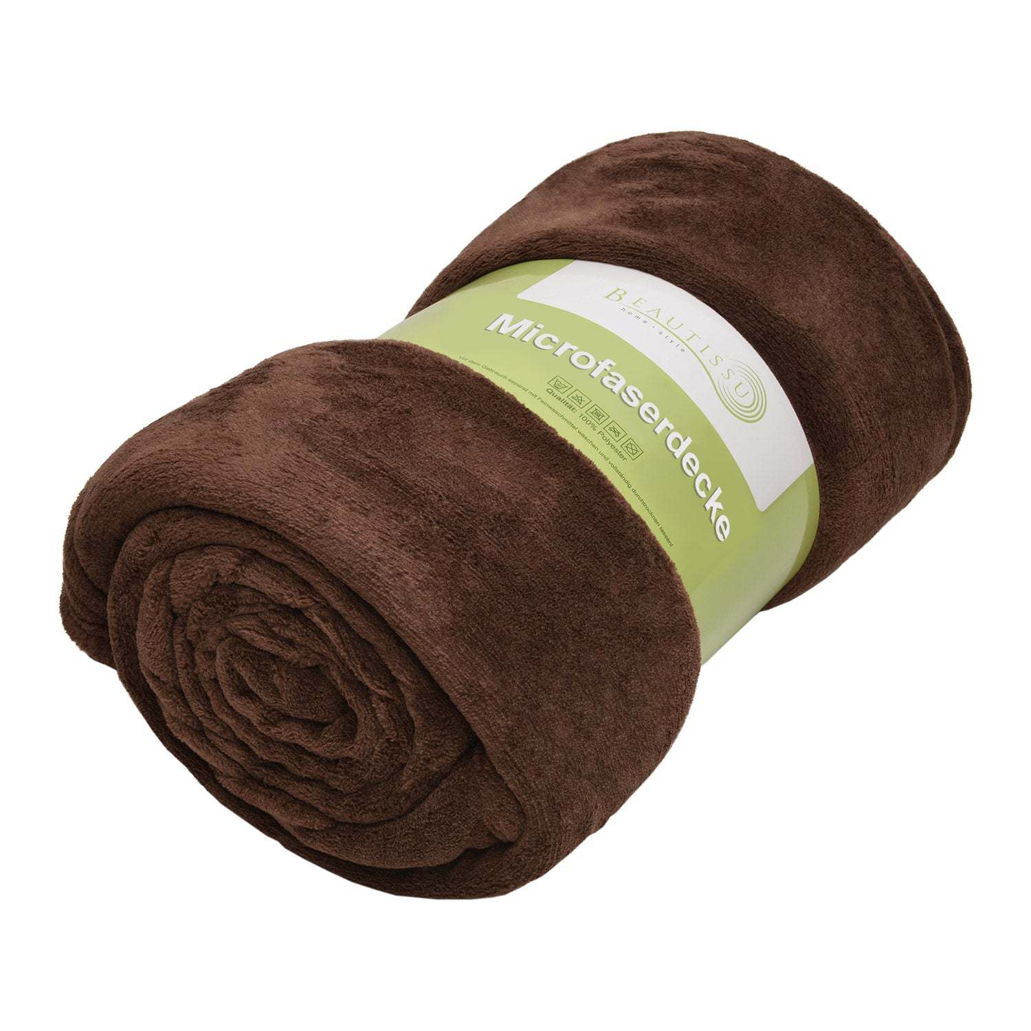 Beautissu XL Tagesdecke Kuscheldecke Aurelia 150x200cm, coral-fleece, brown microfiber blanket.