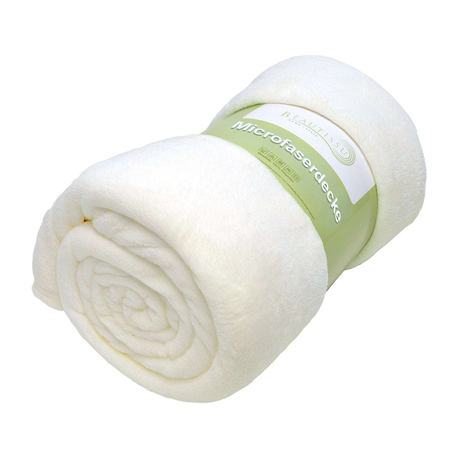 Beautissu XL Tagesdecke Kuscheldecke Aurelia 150x200cm in weißem Coral-Fleece, weich und pflegeleicht.