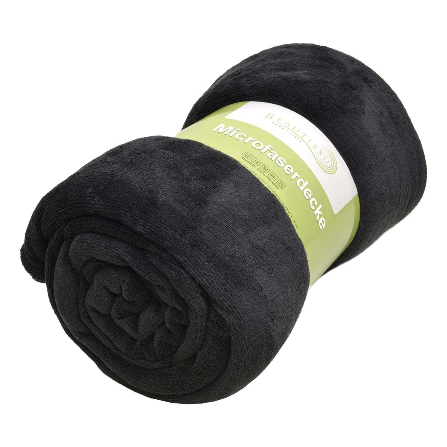 Beautissu XL Tagesdecke Kuscheldecke Aurelia 150x200cm in schwarz, aus weichem Coral-Fleece, vielseitig einsetzbar.