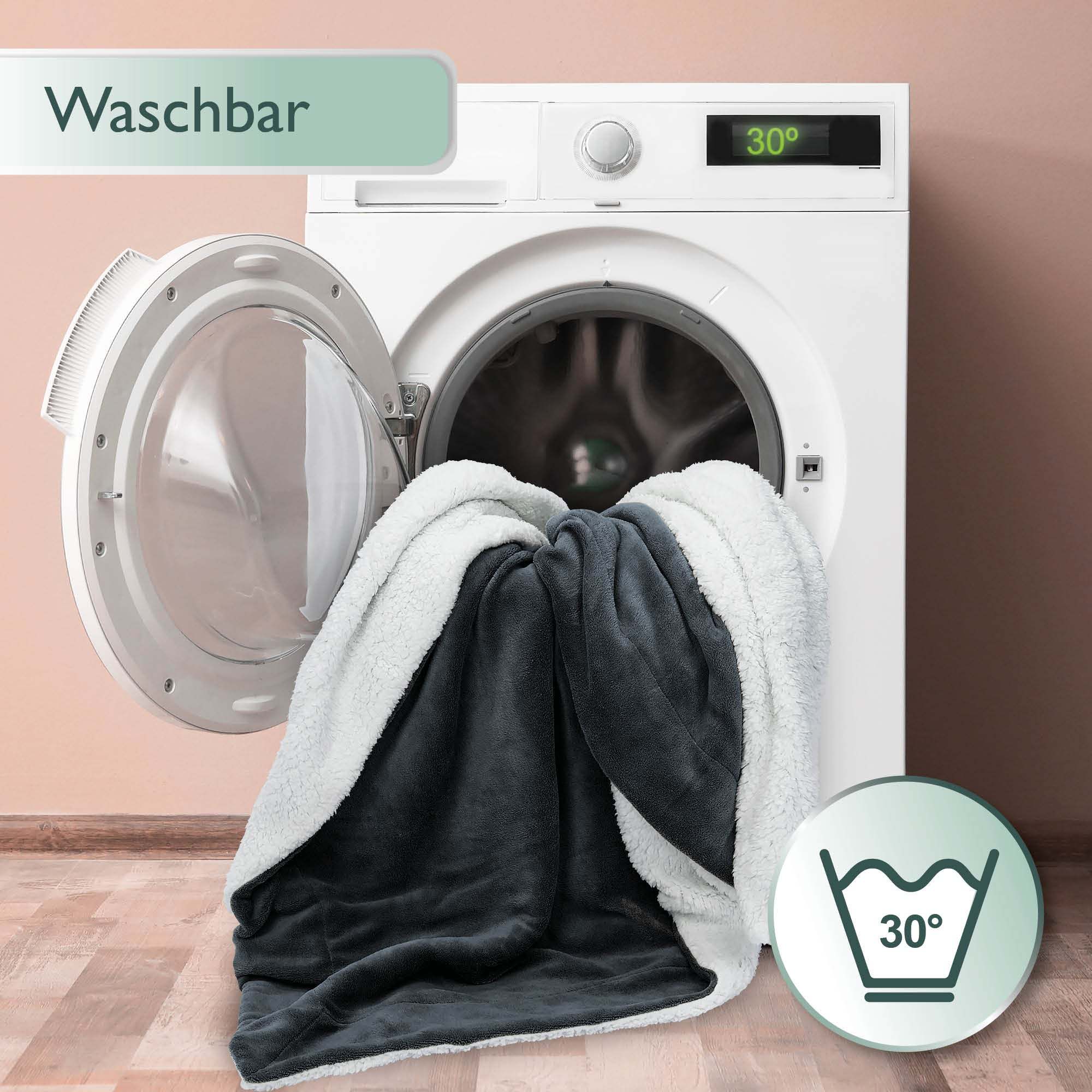 Beautissu Sherpa Kuscheldecke Alina in Waschmaschine, pflegeleicht, 30°C waschbar, warm und flauschig, 150x200cm/220x240cm.