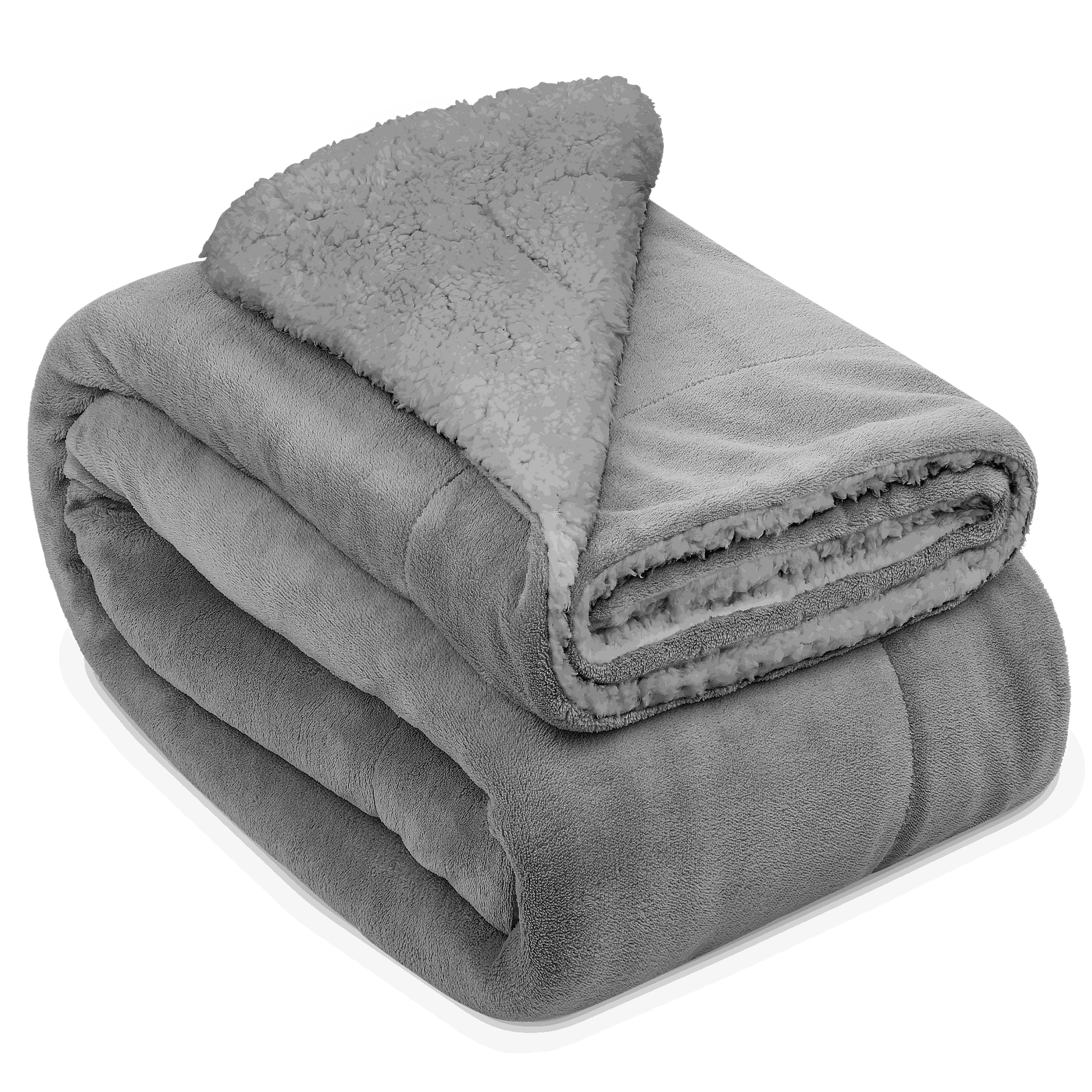 Beautissu Sherpa Kuscheldecke Alina in Grau, flauschige Mikrofaser-Decke, Lammfell-Optik, 150x200cm.