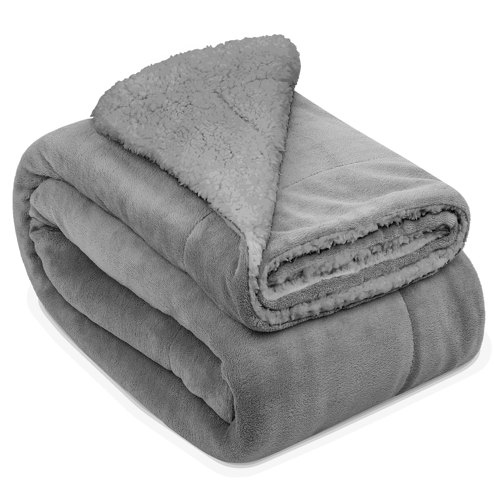 Beautissu Sherpa Kuscheldecke Alina in Grau, flauschige Mikrofaser-Decke, Lammfell-Optik, 150x200cm.