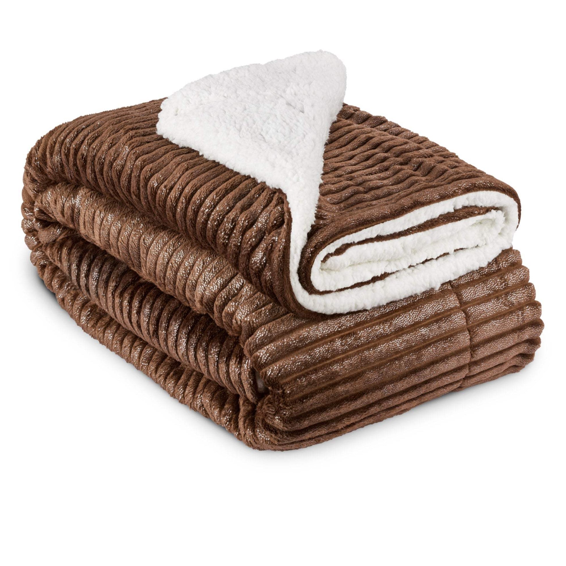 Beautissu Sherpa Kuscheldecke Elisa, extra flauschig, 100% Polyester, mit glänzendem Print, Größen 150x200cm/220x240cm.