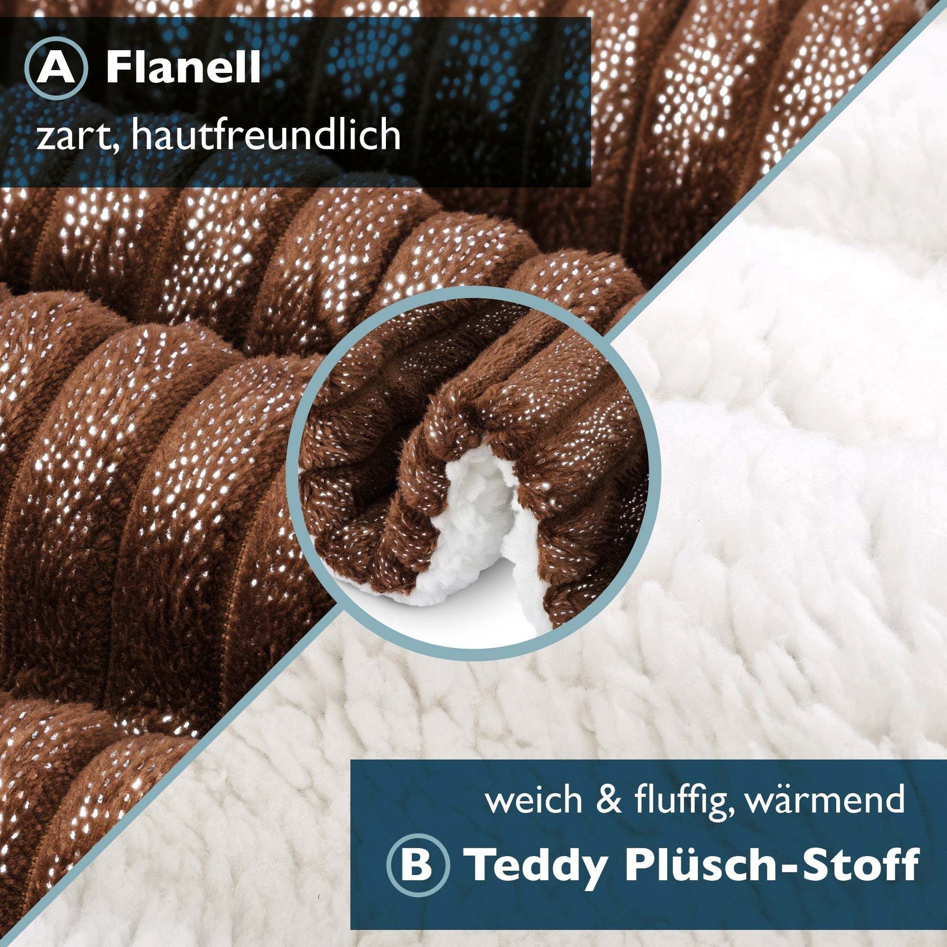 Extra fluffy Beautissu Sherpa Kuscheldecke Elisa blanket, 150x200cm/220x240cm, warm teddy plush fabric.