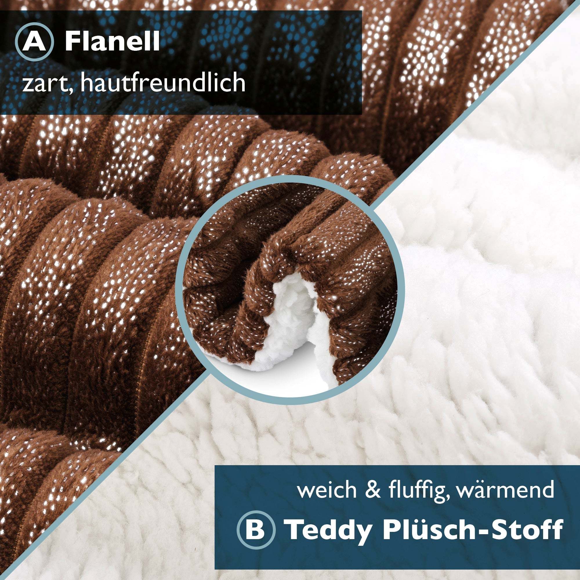Extra fluffy Beautissu Sherpa Kuscheldecke Elisa blanket, 150x200cm/220x240cm, warm teddy plush fabric.