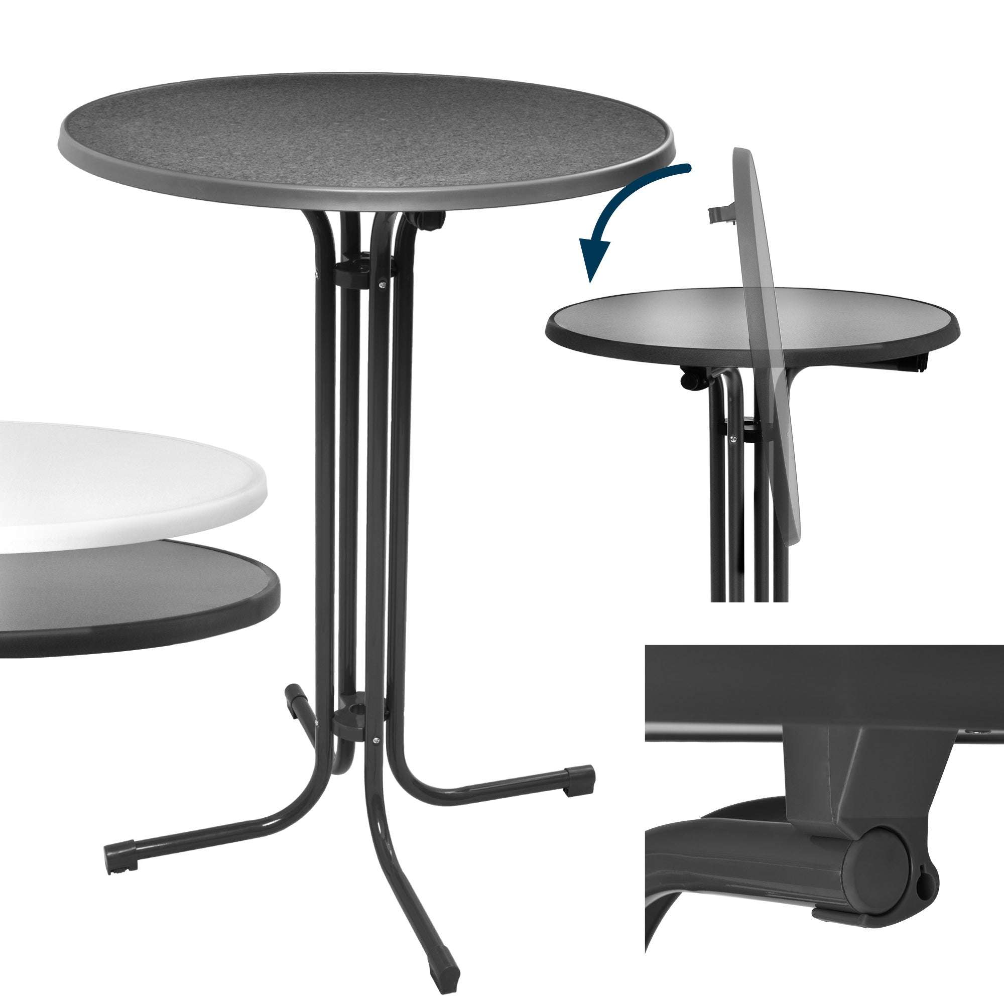 Beautissu Stehtisch Bellini, foldable gray/anthracite bistro table for indoor/outdoor, weather-resistant and sturdy.