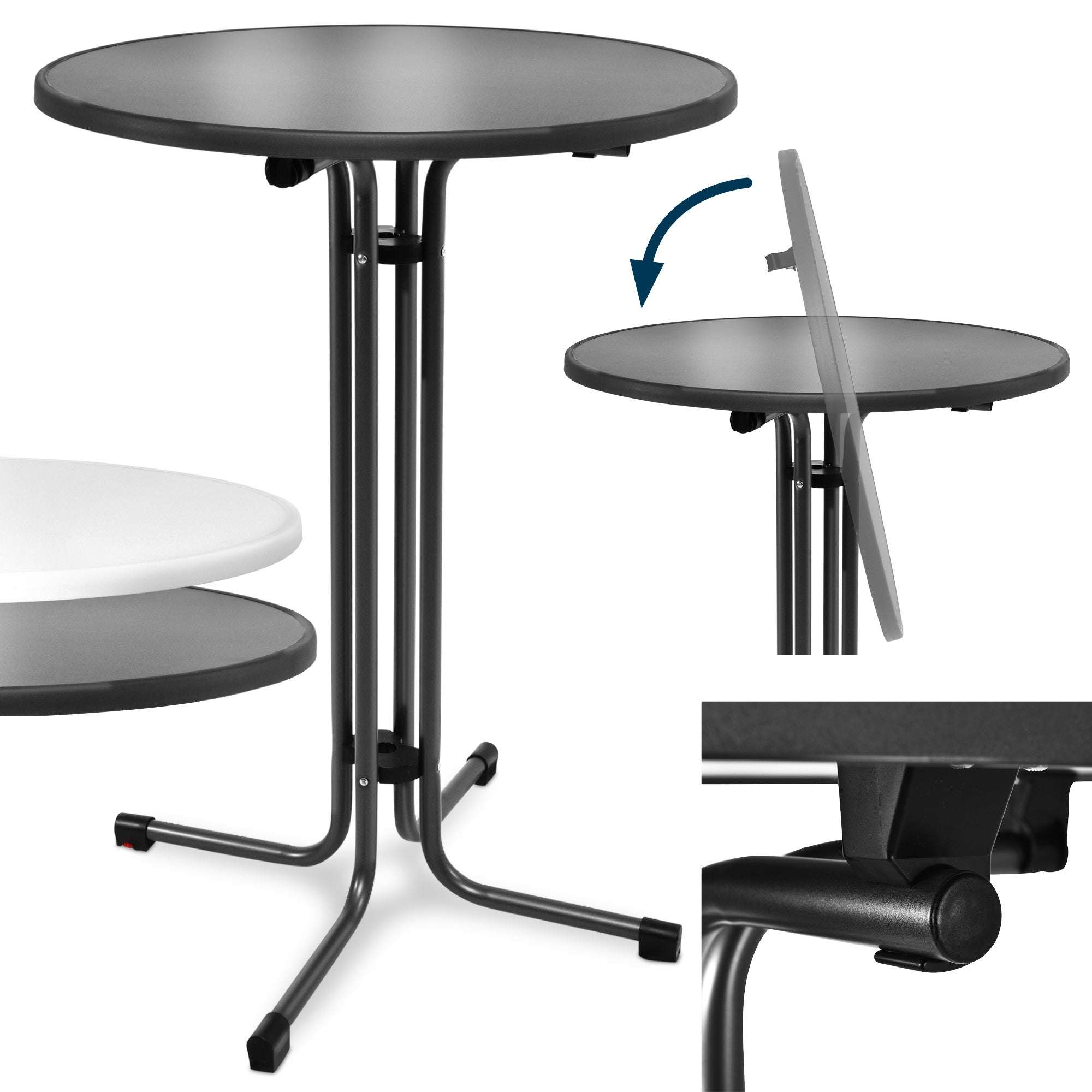 Beautissu Stehtisch Bellini Ø60cm, black, indoor/outdoor, foldable and stable.