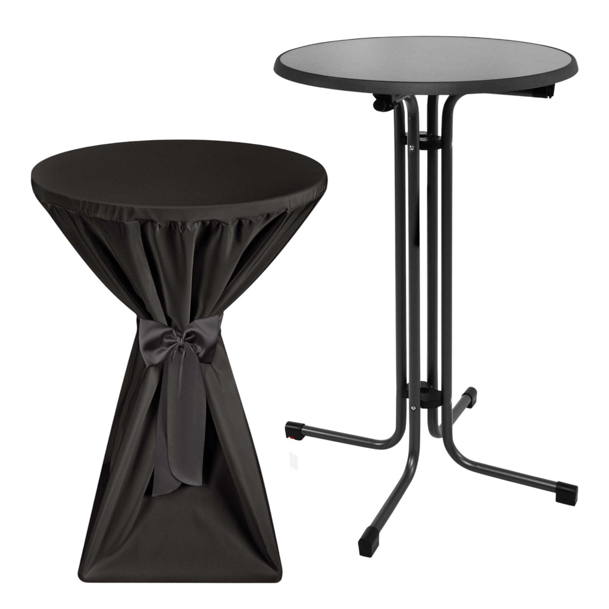 Beautissu Set Sylt Stehtisch Anthrazit with Premium Tablecloth, Ø70 or 80cm, various colors.