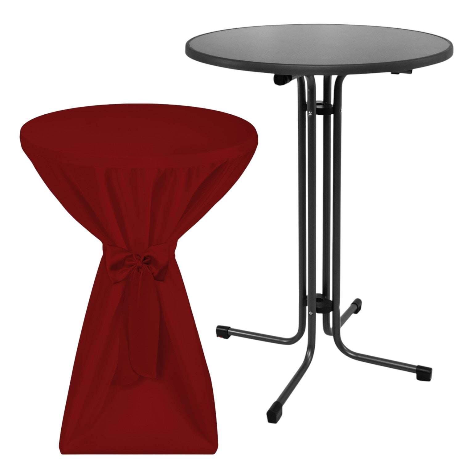 Beautissu Set Sylt Stehtisch Anthrazit with Premium Table Cover, Ø70 or 80cm, diverse colors.