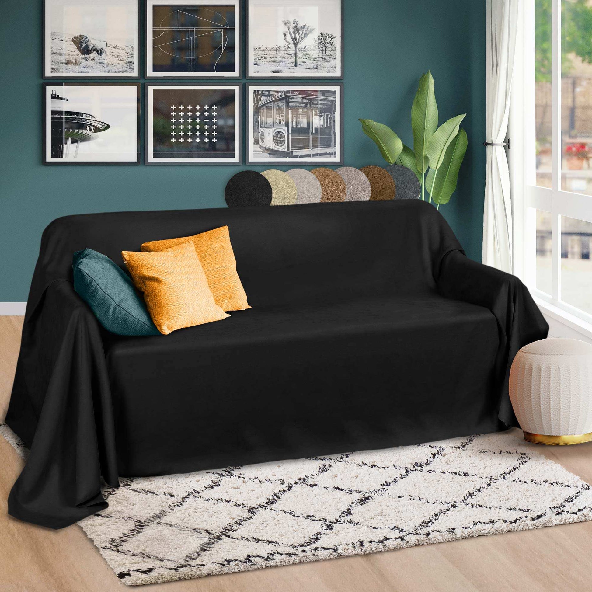 Beautissu Tagesdecke Sofaüberwurf Romantica in Wildlederoptik 210x280cm on sofa, stylish home decor textile.