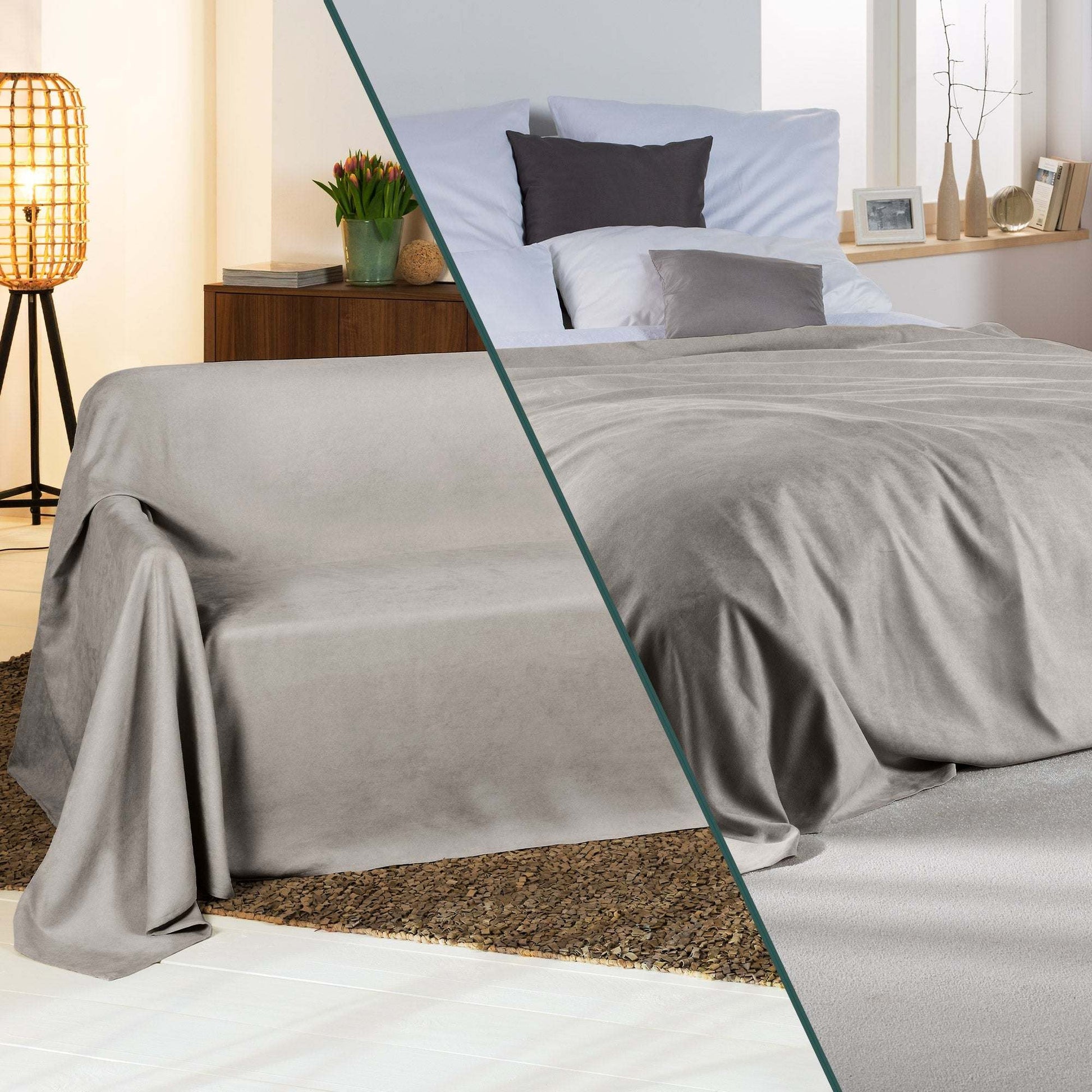 Beautissu Tagesdecke Sofaüberwurf Romantica in Wildlederoptik, 210x280cm, elegant and versatile furniture cover.