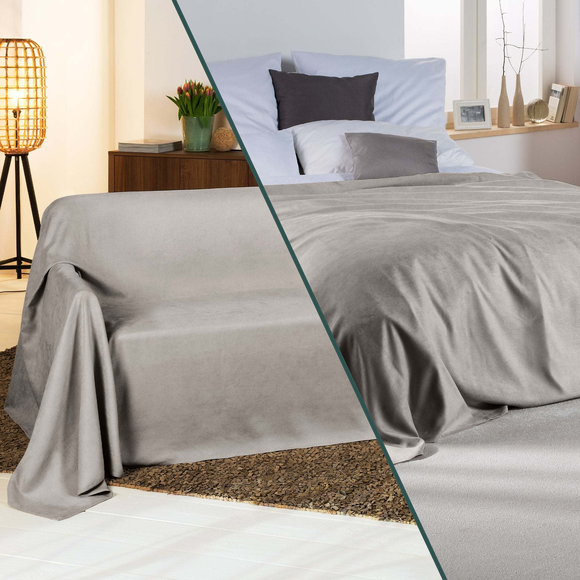 Beautissu Tagesdecke Sofaüberwurf Romantica in Wildlederoptik, 210x280cm, elegant and versatile furniture cover.