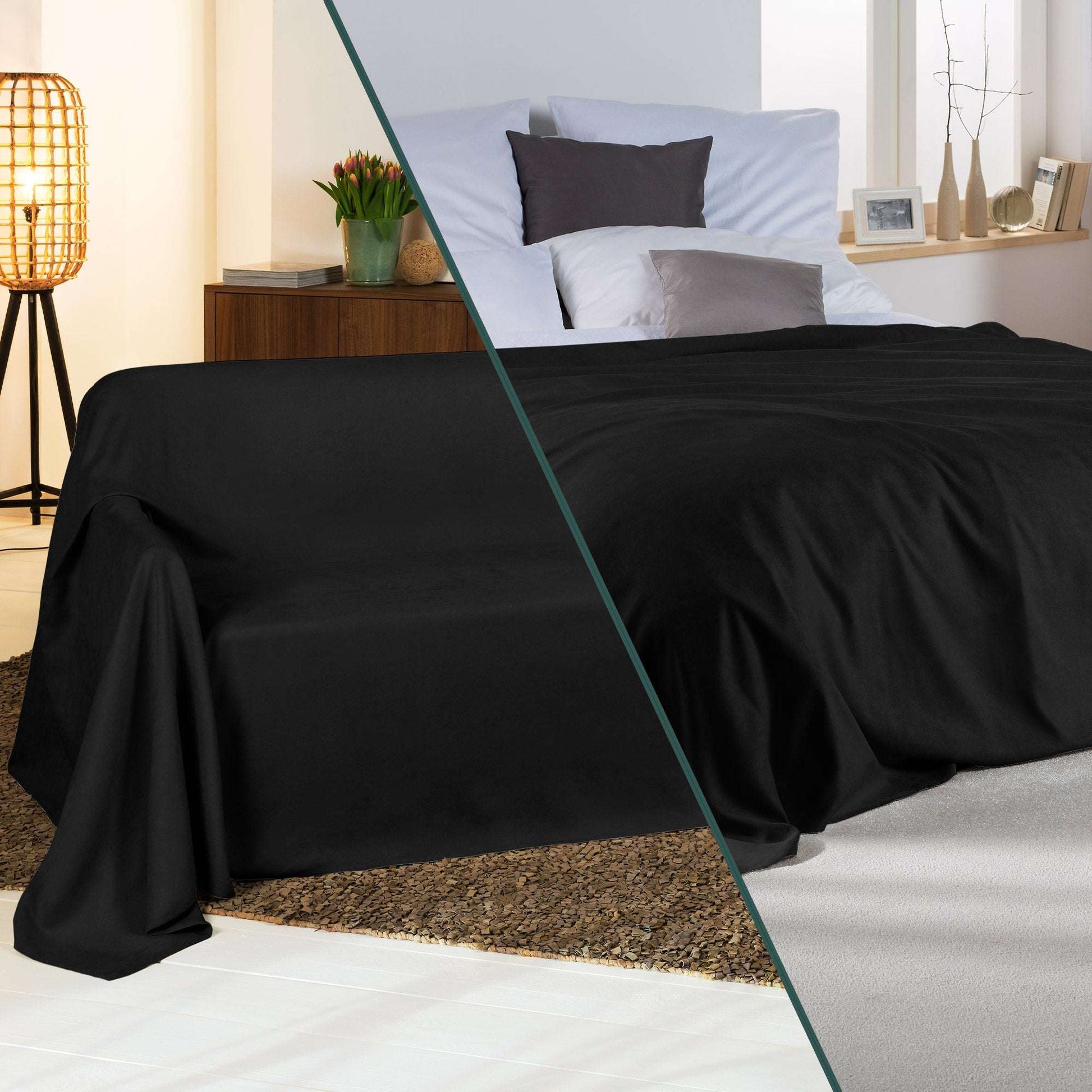 Beautissu Romantica Wildlederoptik Tagesdecke 210x280cm in Wohnraum.